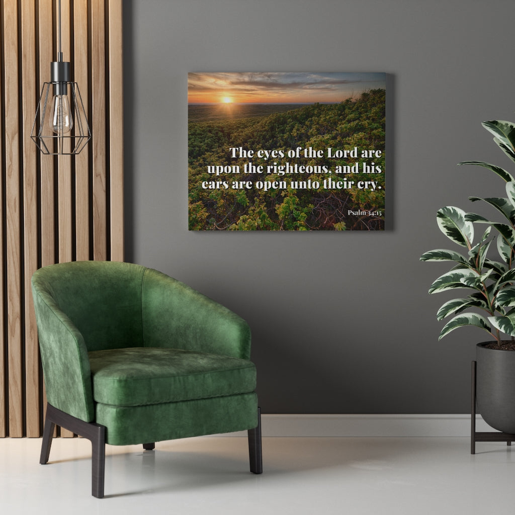 Scripture Walls Eyes & Ears Of God Psalm 34:15 Bible Verse Canvas Christian Wall Art Ready to Hang Unframed-Express Your Love Gifts