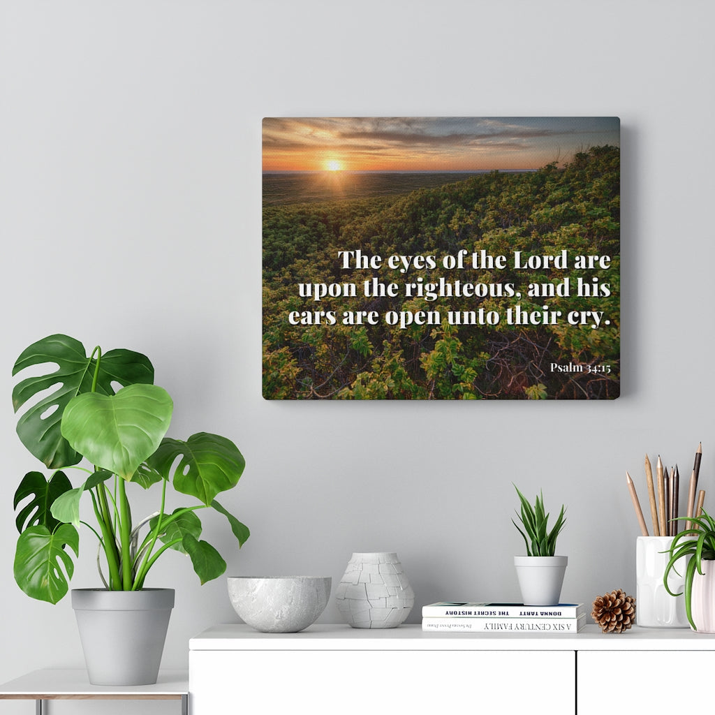 Scripture Walls Eyes & Ears Of God Psalm 34:15 Bible Verse Canvas Christian Wall Art Ready to Hang Unframed-Express Your Love Gifts