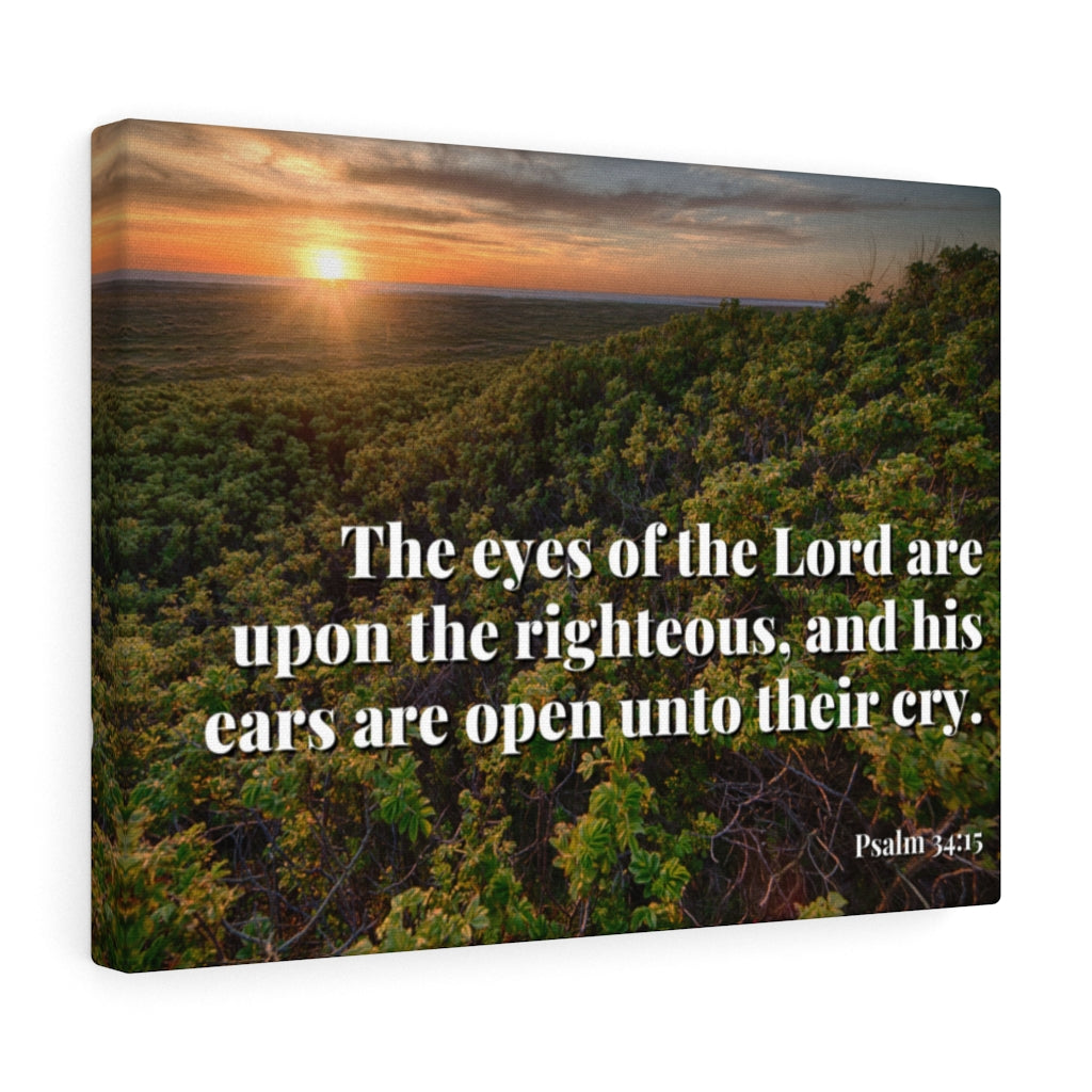 Scripture Walls Eyes & Ears Of God Psalm 34:15 Bible Verse Canvas Christian Wall Art Ready to Hang Unframed-Express Your Love Gifts