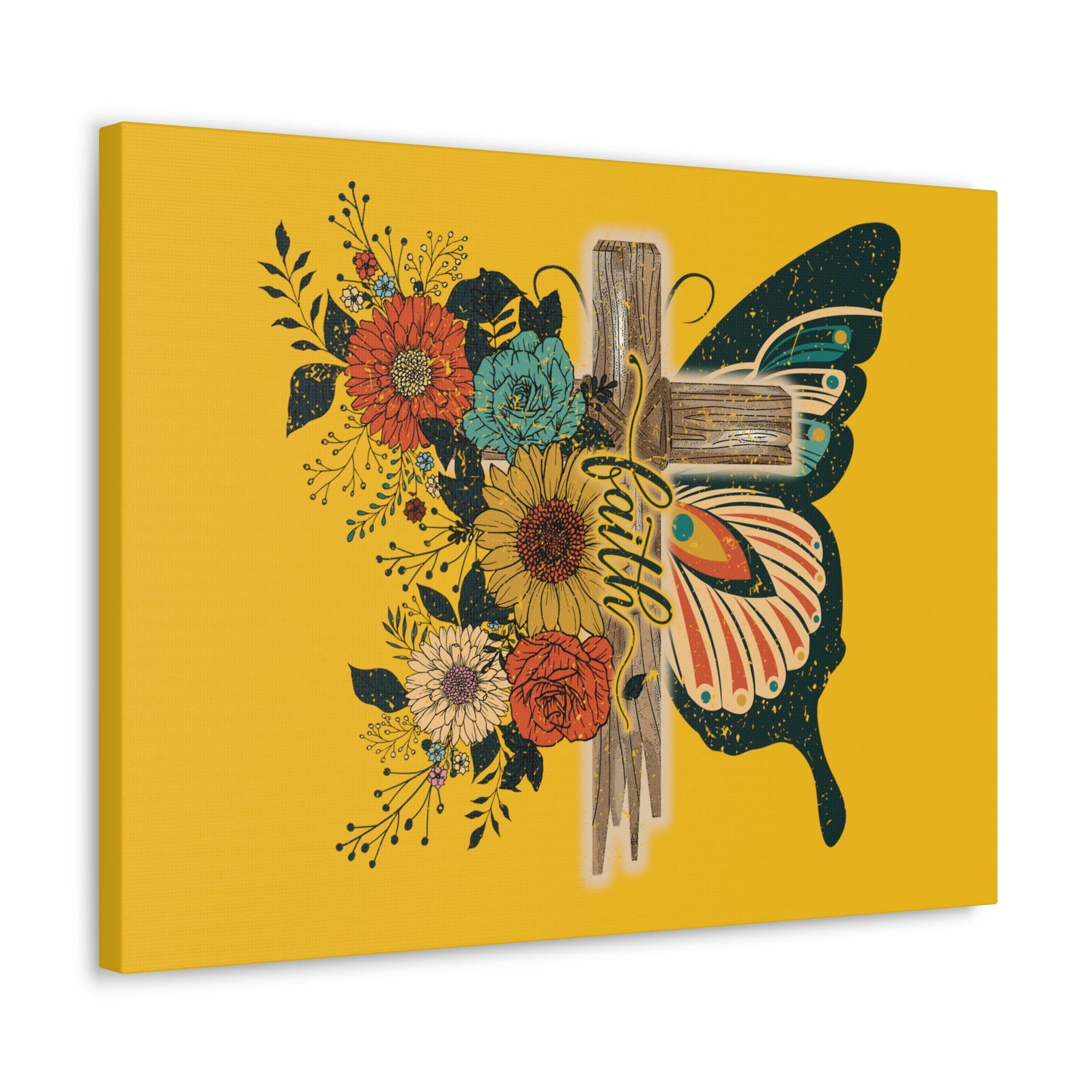 Scripture Walls Faith 2 Corinthians 5:7 Butterfly Cross Christian Wall Art Bible Verse Print Ready to Hang Unframed-Express Your Love Gifts