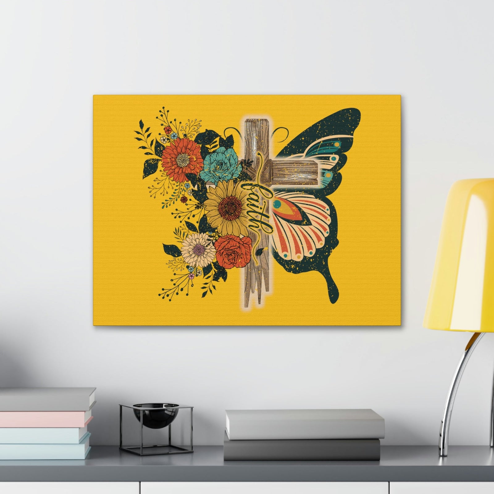 Scripture Walls Faith 2 Corinthians 5:7 Butterfly Cross Christian Wall Art Bible Verse Print Ready to Hang Unframed-Express Your Love Gifts