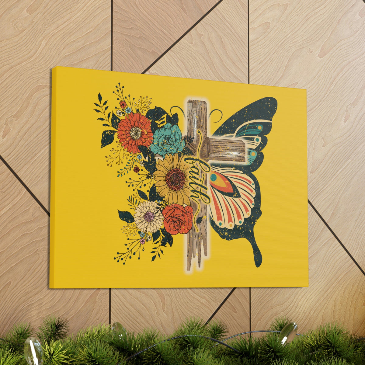 Scripture Walls Faith 2 Corinthians 5:7 Butterfly Cross Christian Wall Art Bible Verse Print Ready to Hang Unframed-Express Your Love Gifts