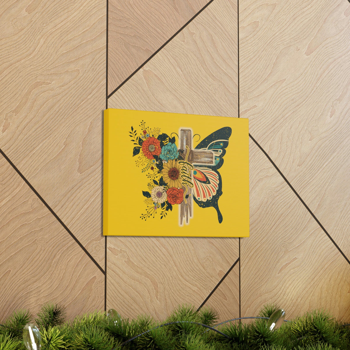 Scripture Walls Faith 2 Corinthians 5:7 Butterfly Cross Christian Wall Art Bible Verse Print Ready to Hang Unframed-Express Your Love Gifts