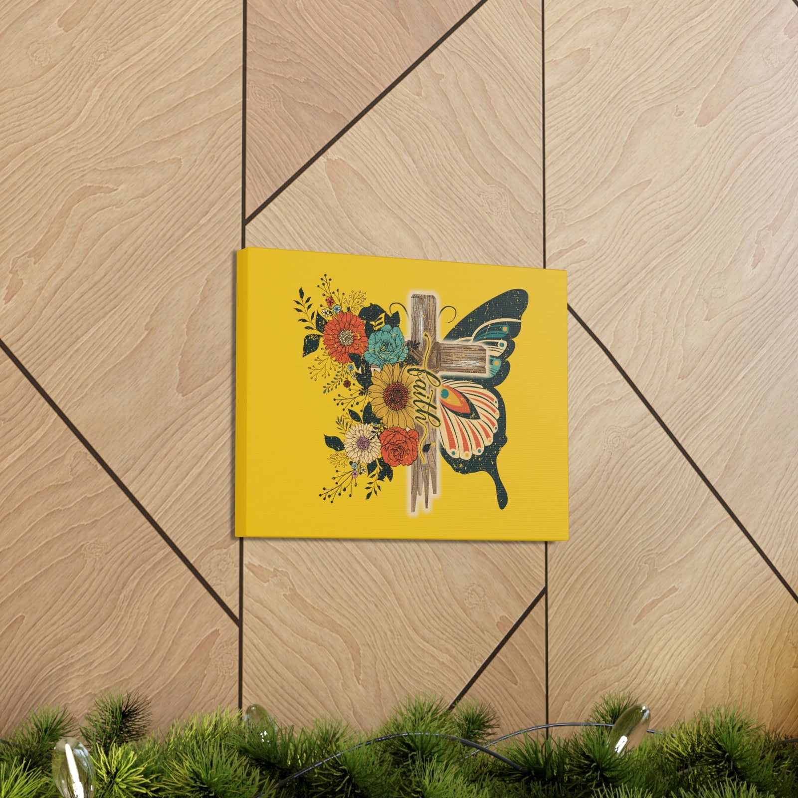 Scripture Walls Faith 2 Corinthians 5:7 Butterfly Cross Christian Wall Art Bible Verse Print Ready to Hang Unframed-Express Your Love Gifts