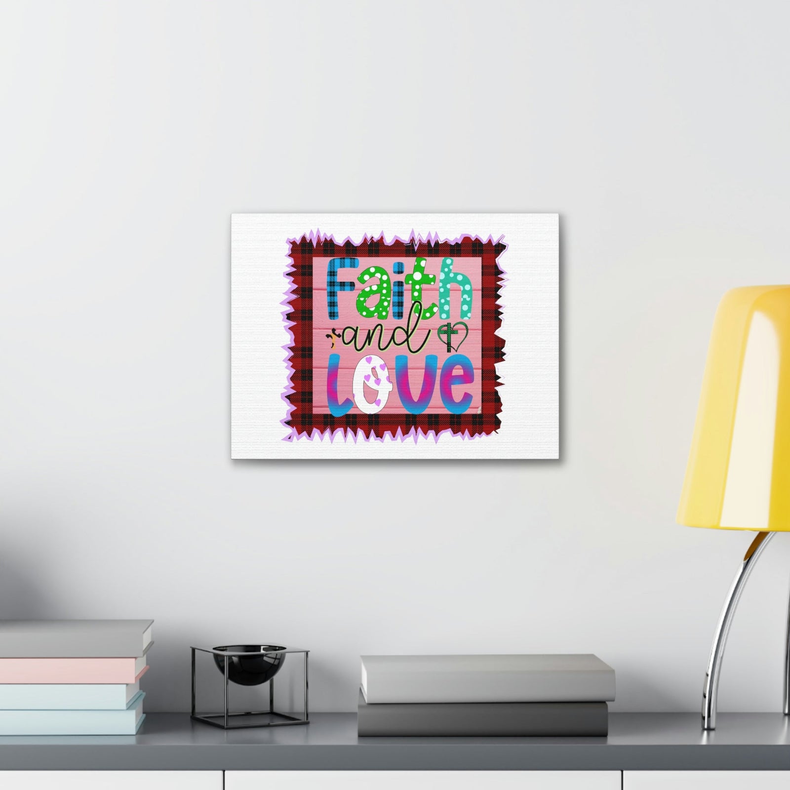 Scripture Walls Faith And Love 1 Corinthians 13:13 Pink Square Christian Wall Art Bible Verse Print Ready to Hang Unframed-Express Your Love Gifts