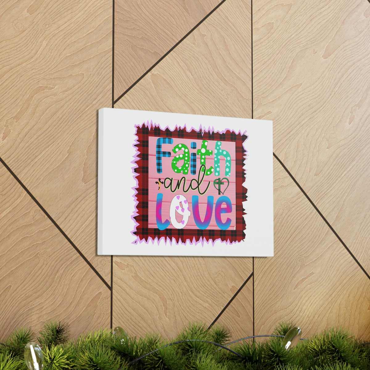Scripture Walls Faith And Love 1 Corinthians 13:13 Pink Square Christian Wall Art Bible Verse Print Ready to Hang Unframed-Express Your Love Gifts