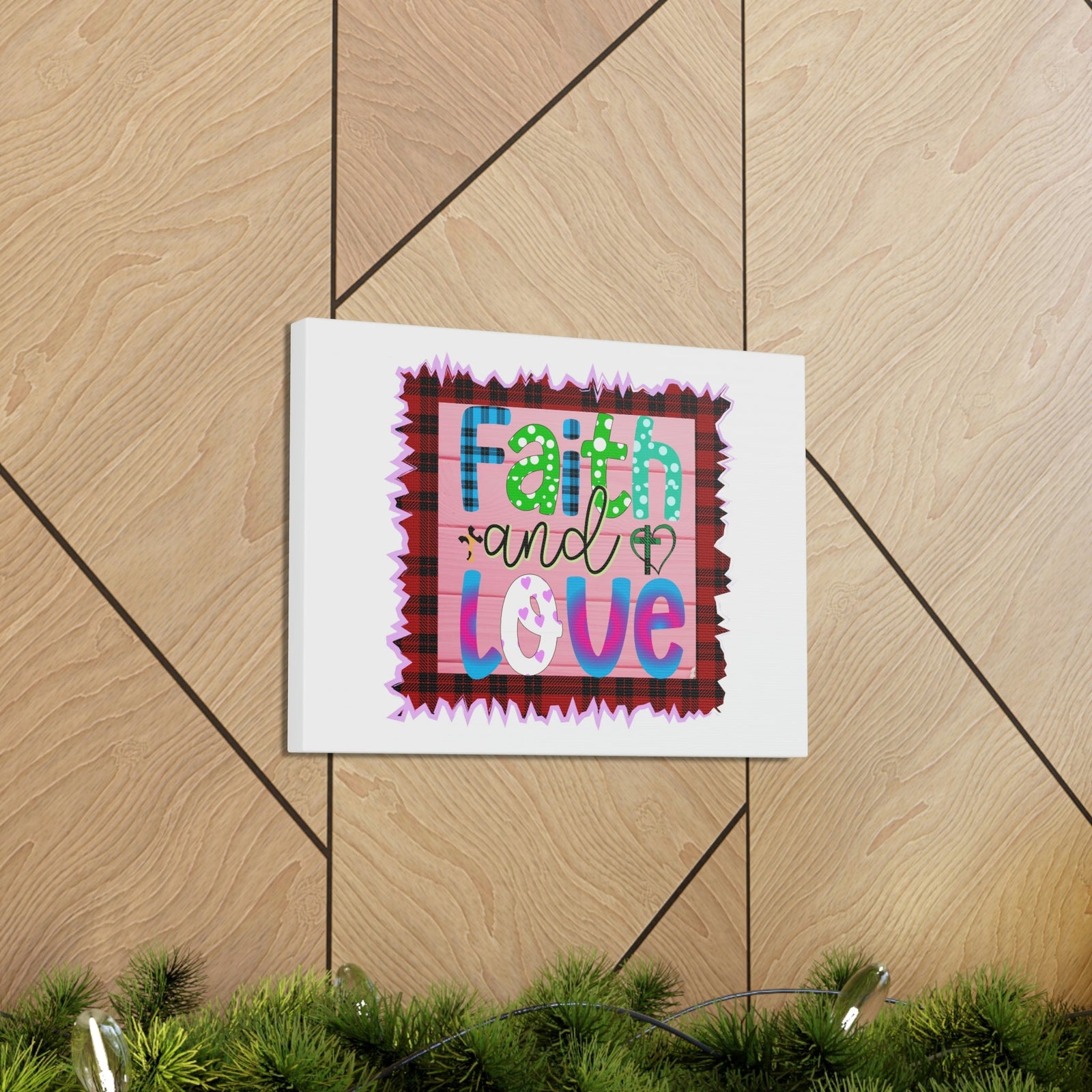 Scripture Walls Faith And Love 1 Corinthians 13:13 Pink Square Christian Wall Art Bible Verse Print Ready to Hang Unframed-Express Your Love Gifts