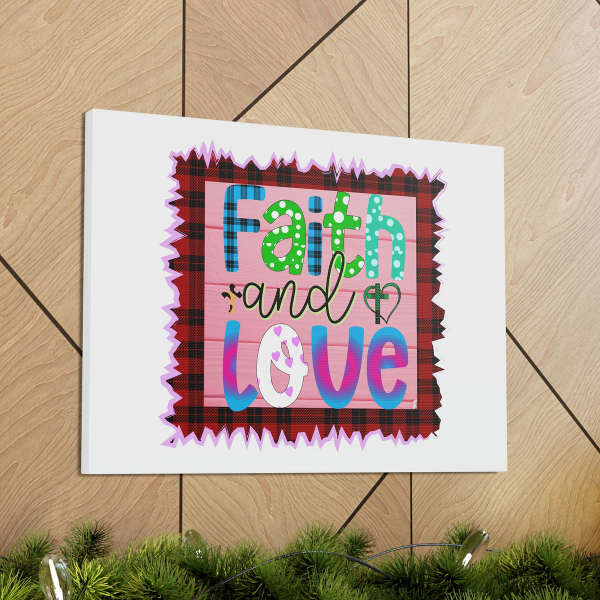 Scripture Walls Faith And Love 1 Corinthians 13:13 Pink Square Christian Wall Art Bible Verse Print Ready to Hang Unframed-Express Your Love Gifts
