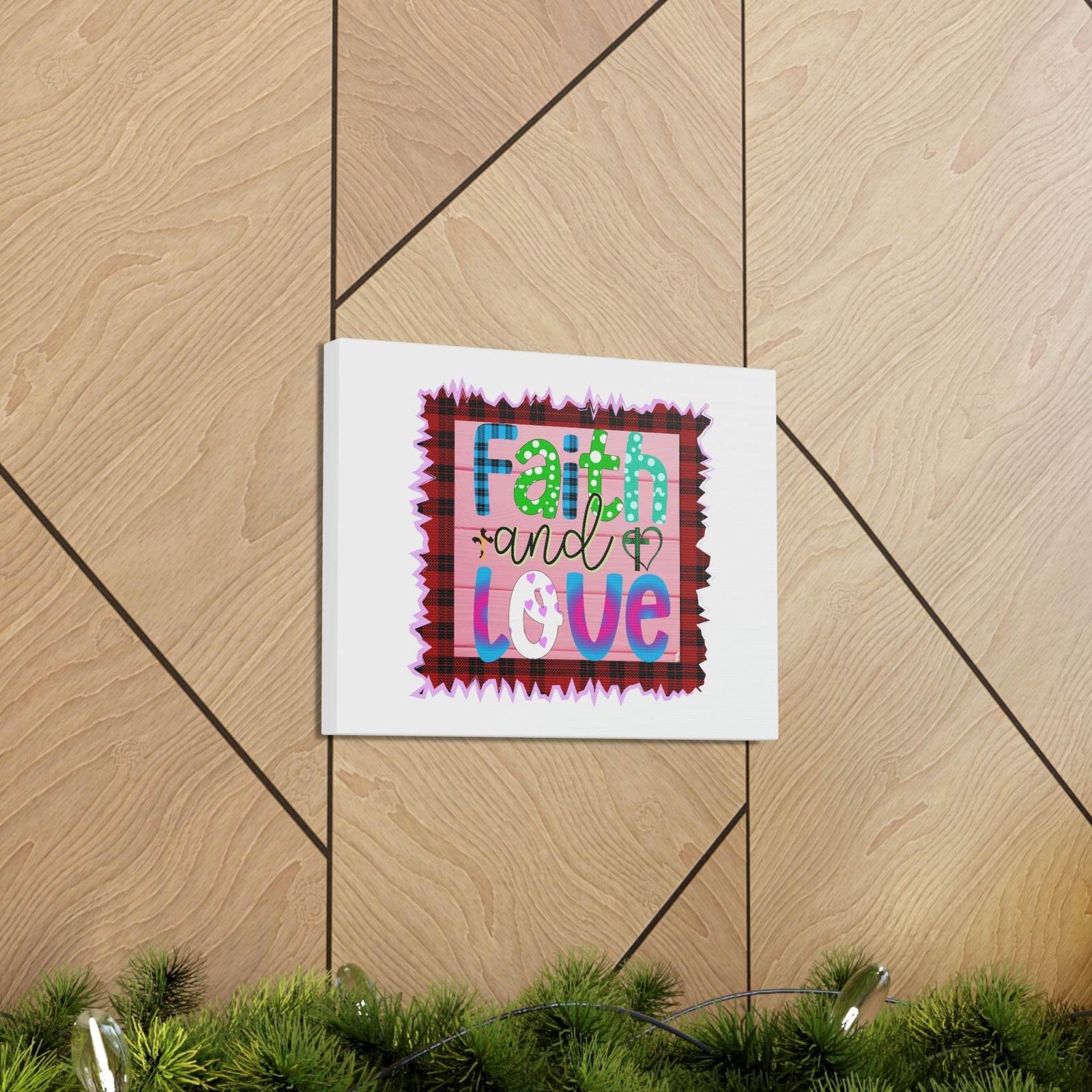 Scripture Walls Faith And Love 1 Corinthians 13:13 Pink Square Christian Wall Art Bible Verse Print Ready to Hang Unframed-Express Your Love Gifts