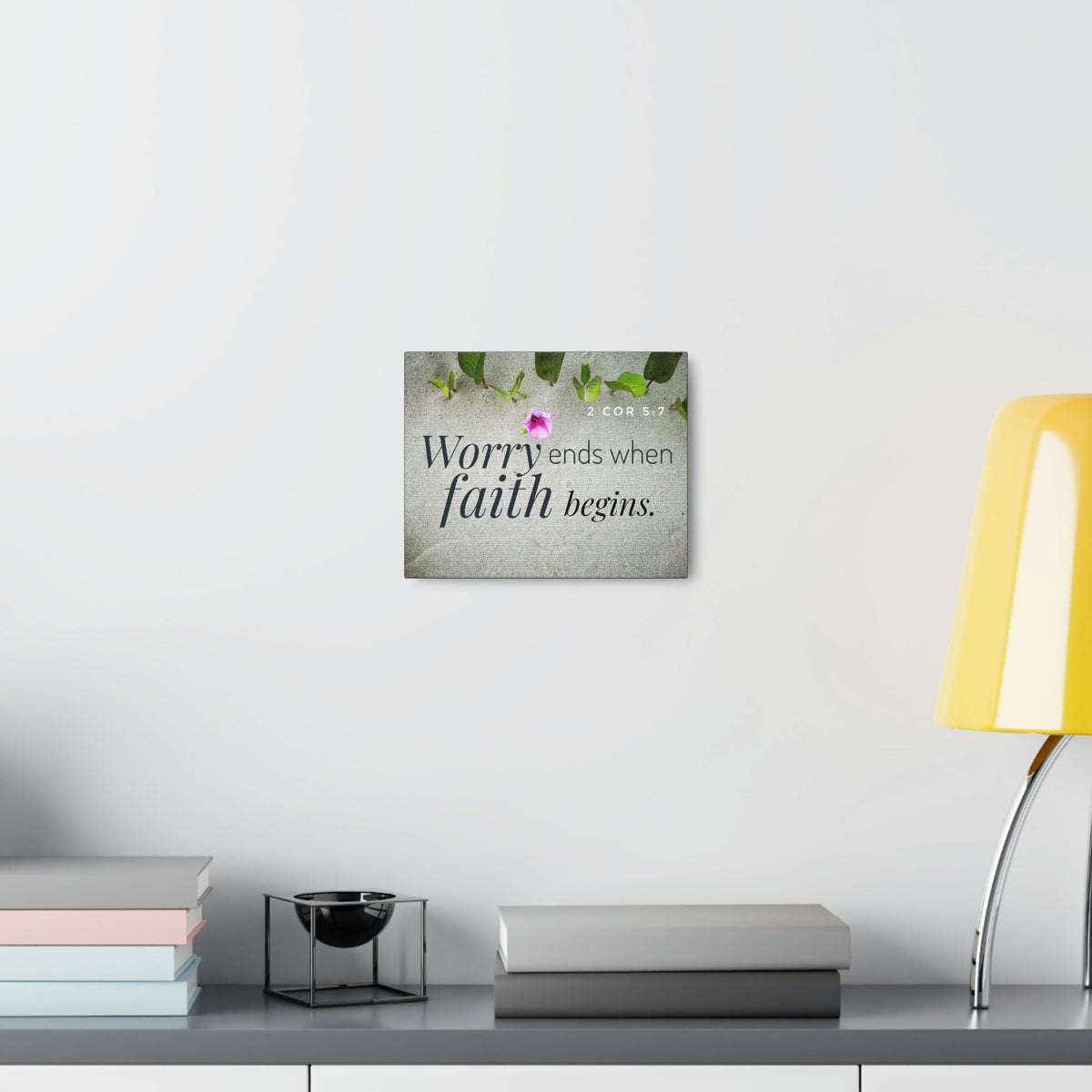 Scripture Walls Faith Begins 2 Corinthians 5:7 Gray Christian Wall Art Bible Verse Print Ready to Hang Unframed-Express Your Love Gifts