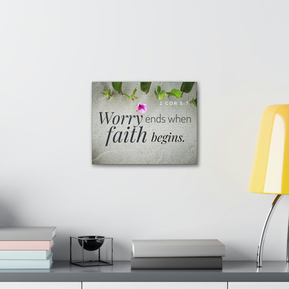 Scripture Walls Faith Begins 2 Corinthians 5:7 Gray Christian Wall Art Bible Verse Print Ready to Hang Unframed-Express Your Love Gifts