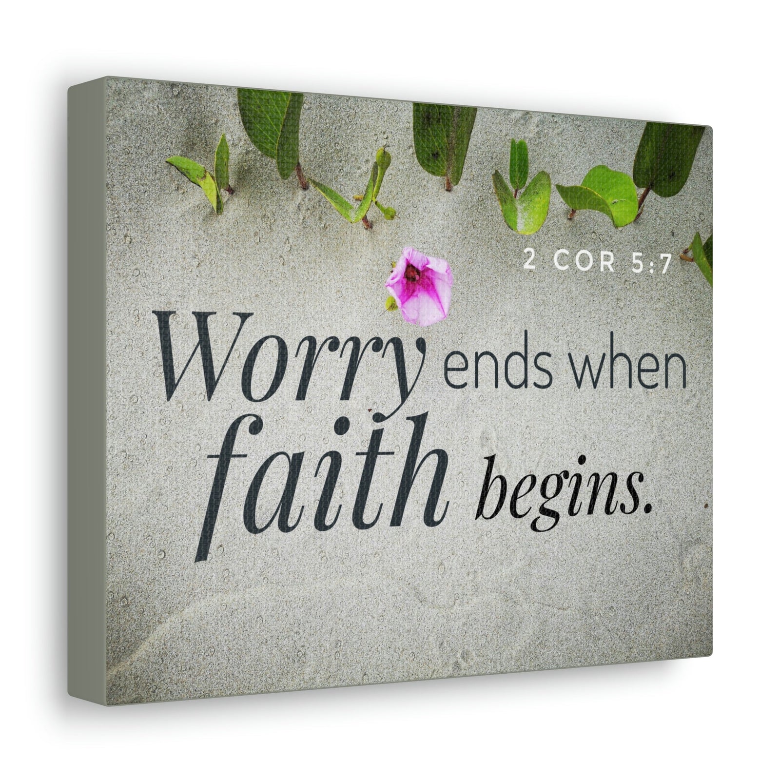 Scripture Walls Faith Begins 2 Corinthians 5:7 Gray Christian Wall Art Bible Verse Print Ready to Hang Unframed-Express Your Love Gifts