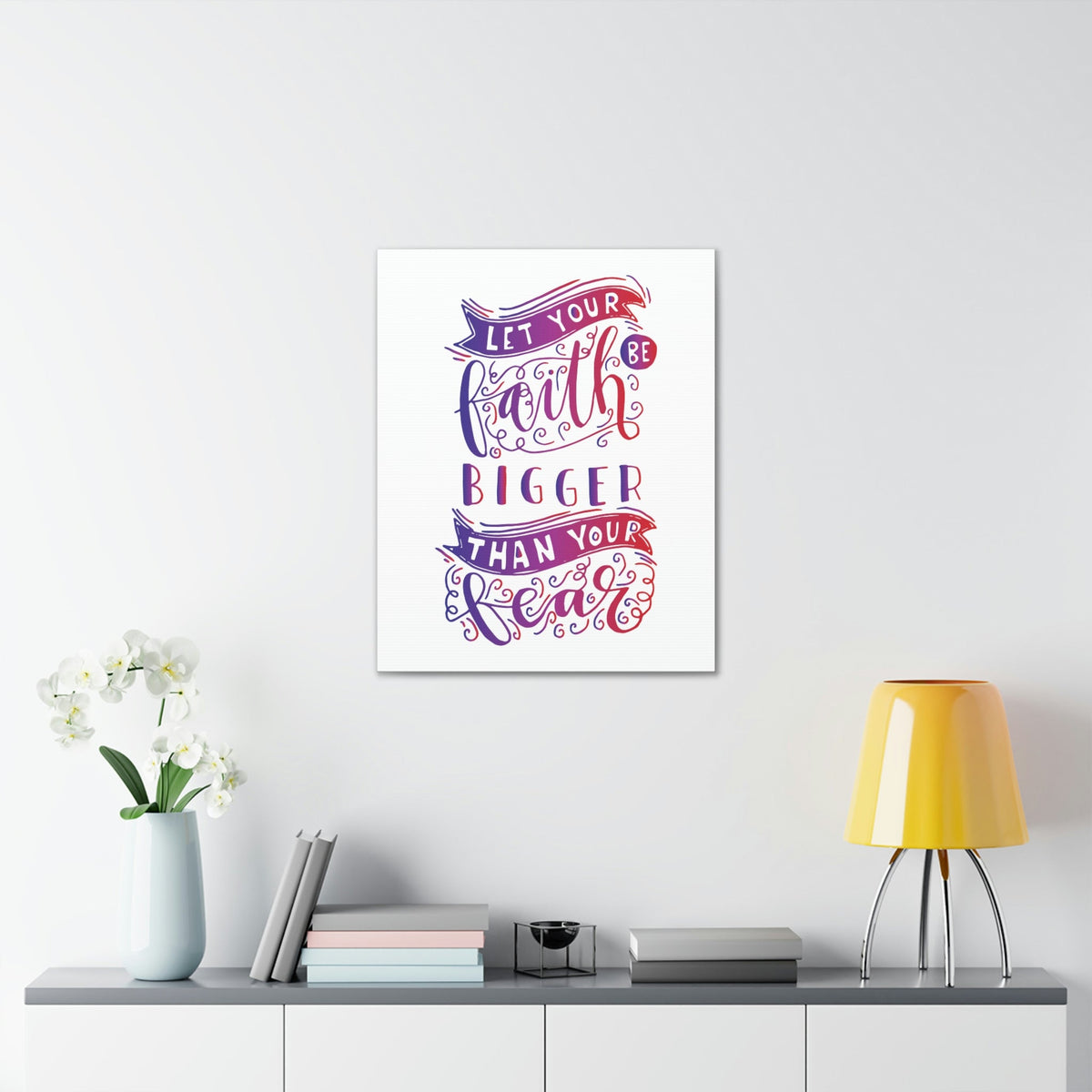 Scripture Walls Faith Bigger Than Your Fear Isaiah 41:10 Pink Christian Wall Art Bible Verse Print Ready to Hang Unframed-Express Your Love Gifts