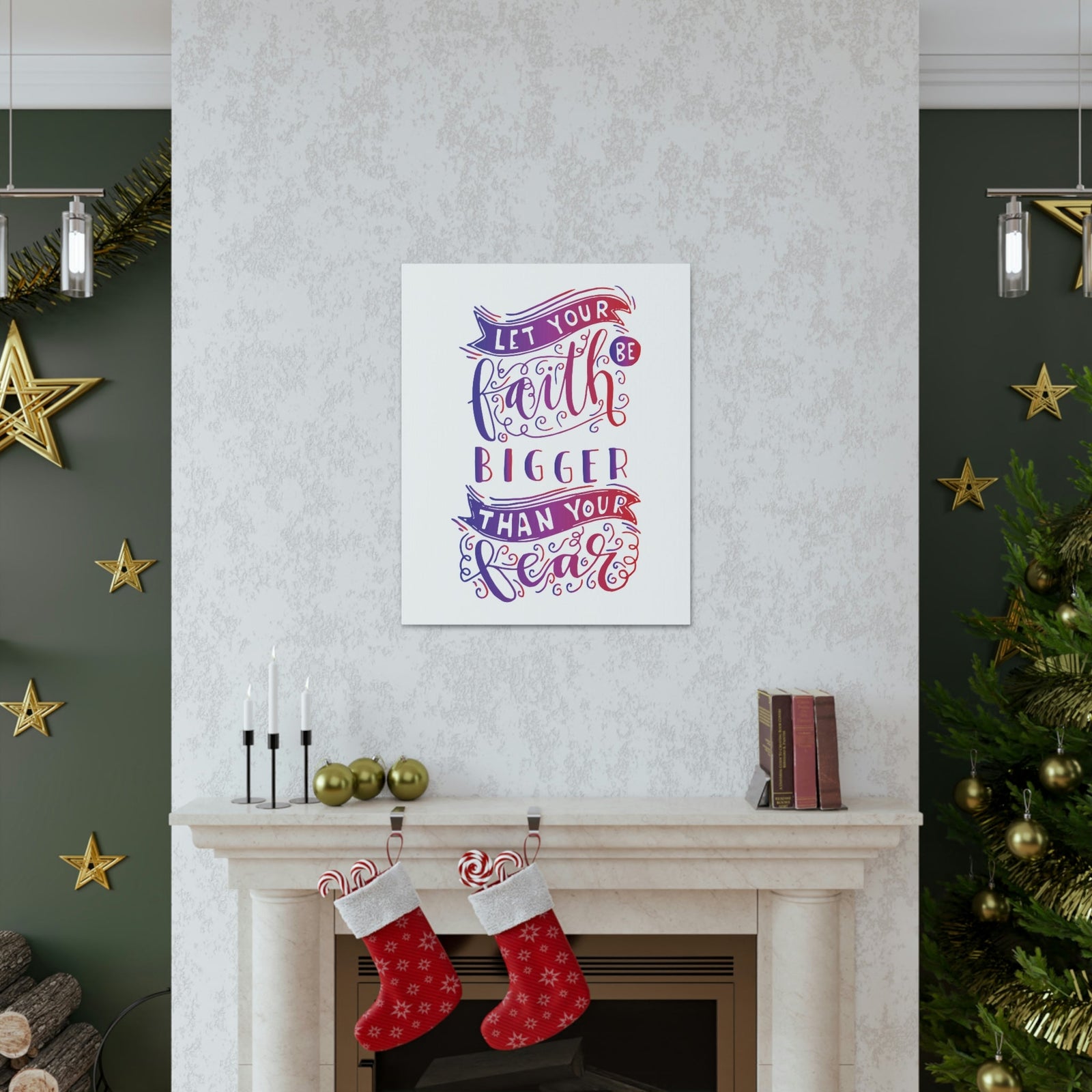 Scripture Walls Faith Bigger Than Your Fear Isaiah 41:10 Pink Christian Wall Art Bible Verse Print Ready to Hang Unframed-Express Your Love Gifts