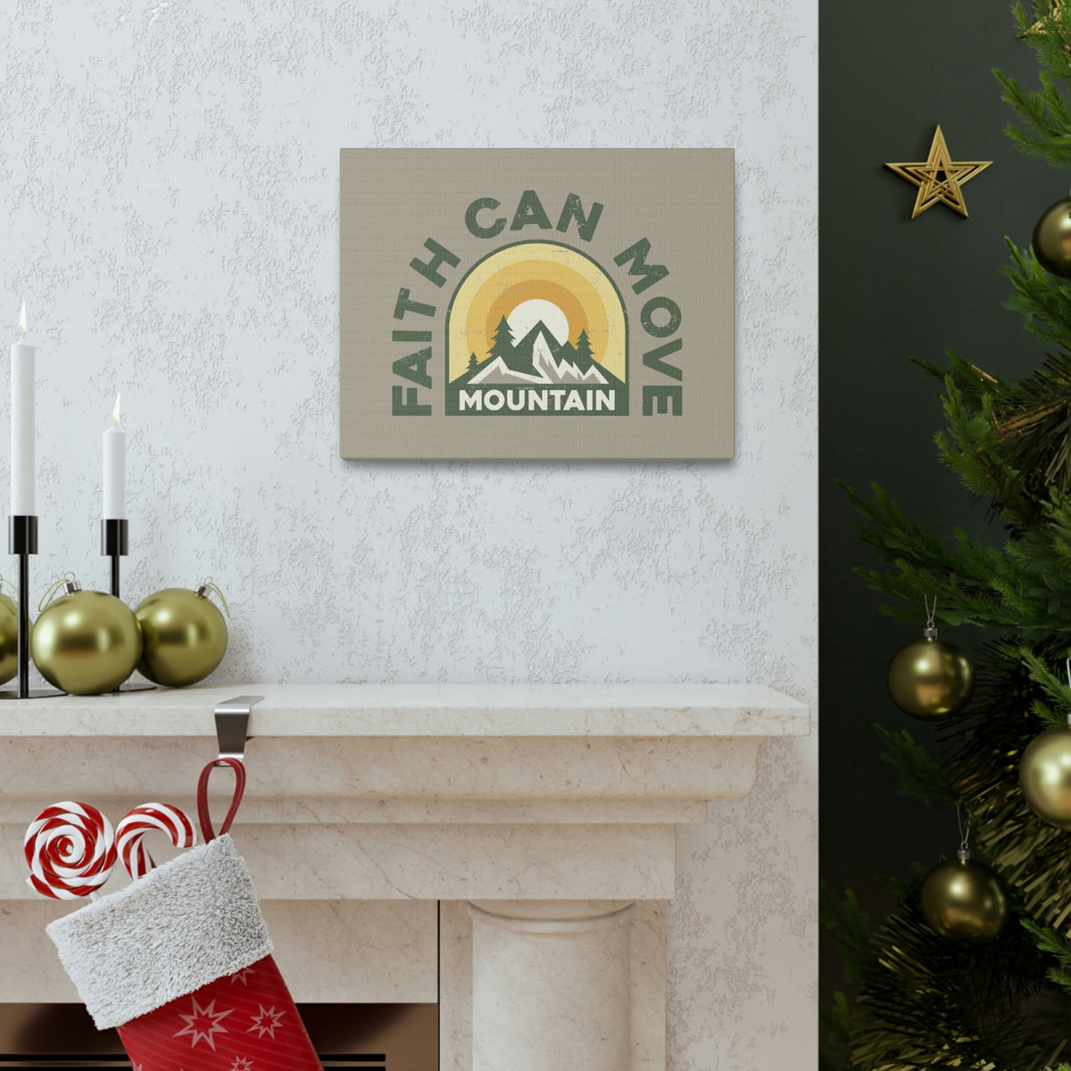 Scripture Walls Faith Can Move Mountain Matthew 21:21 Sun Rise Christian Wall Art Bible Verse Print Ready to Hang Unframed-Express Your Love Gifts