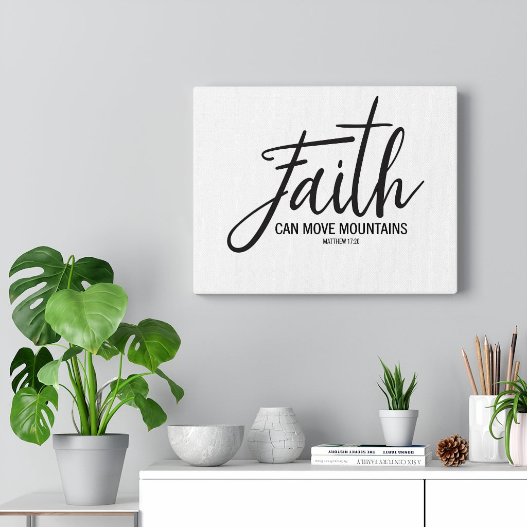 Scripture Walls Faith Can Move Mountains Matthew 17:20 Bible Verse Canvas Christian Wall Art Ready to Hang Unframed-Express Your Love Gifts