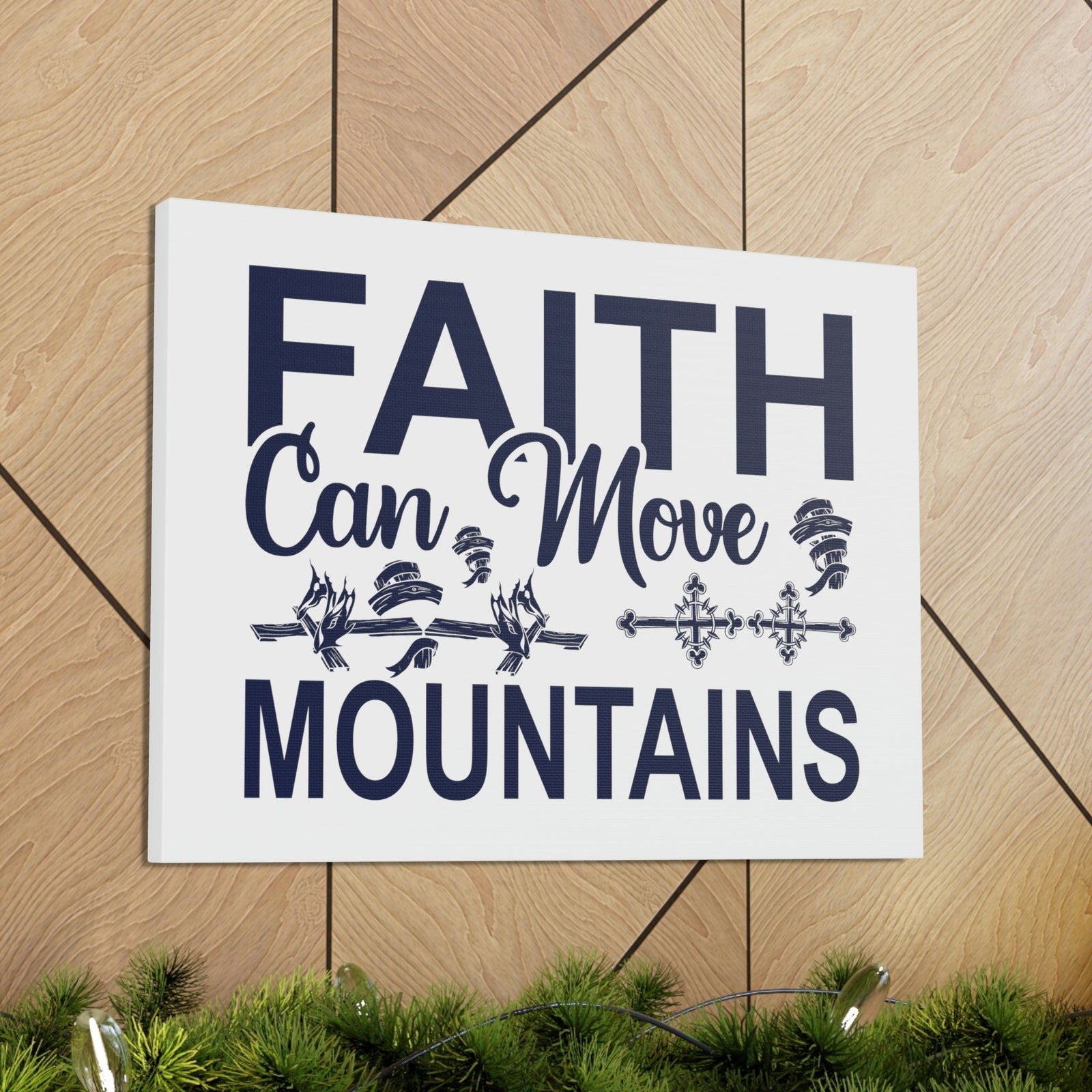 Scripture Walls Faith Can Move Mountains Matthew 17:20 Cross Christian Wall Art Print Ready to Hang Unframed-Express Your Love Gifts