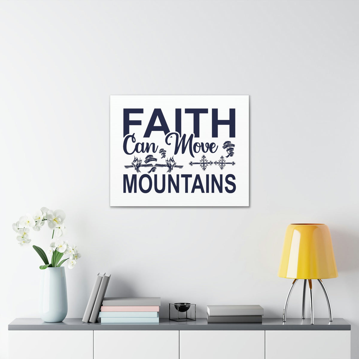 Scripture Walls Faith Can Move Mountains Matthew 17:20 Cross Christian Wall Art Print Ready to Hang Unframed-Express Your Love Gifts