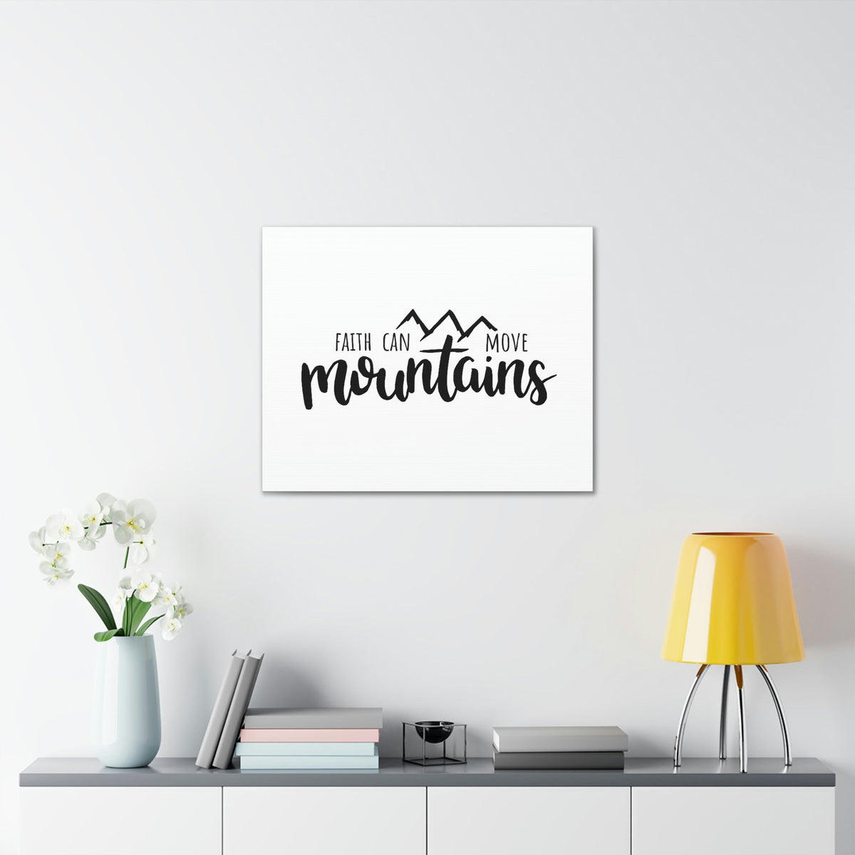 Scripture Walls Faith Can Move Mountains Matthew 21:21 Black Christian Wall Art Bible Verse Print Ready to Hang Unframed-Express Your Love Gifts
