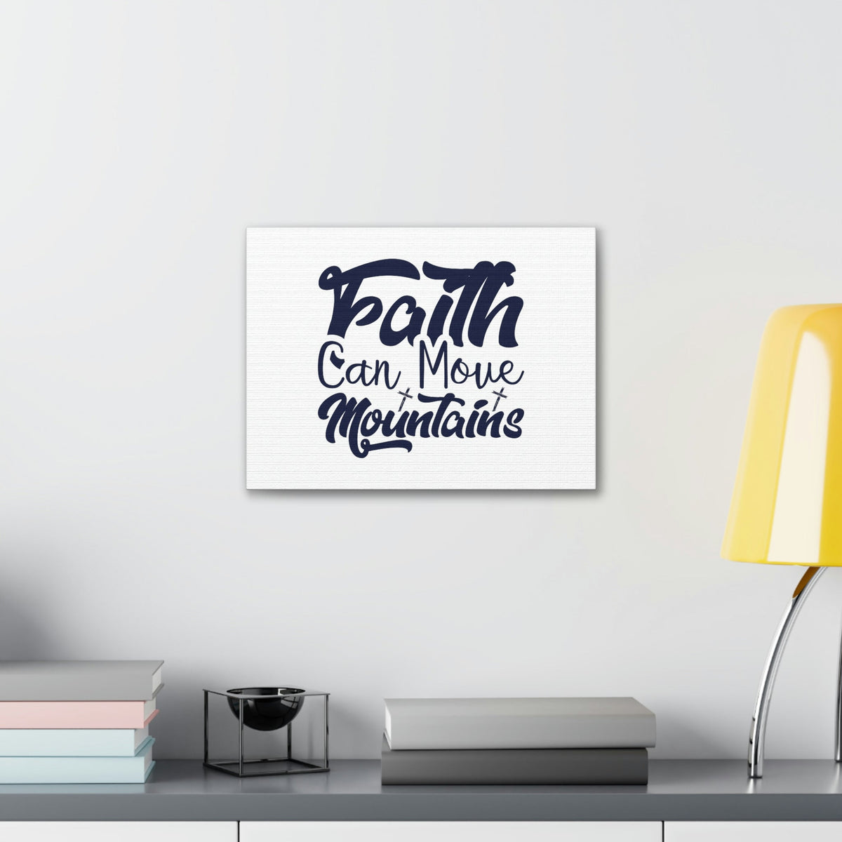 Scripture Walls Faith Can Move Mountains Matthew 21:21 Blue Letters Christian Wall Art Bible Verse Print Ready to Hang Unframed-Express Your Love Gifts