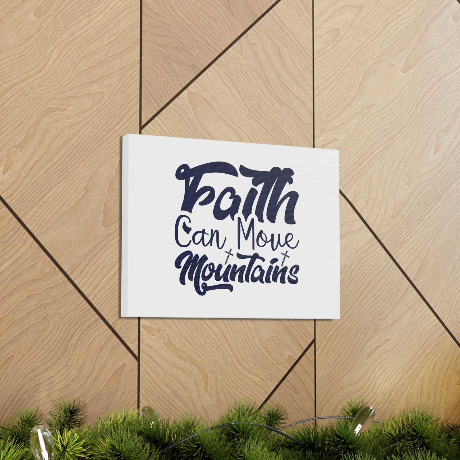 Scripture Walls Faith Can Move Mountains Matthew 21:21 Blue Letters Christian Wall Art Bible Verse Print Ready to Hang Unframed-Express Your Love Gifts
