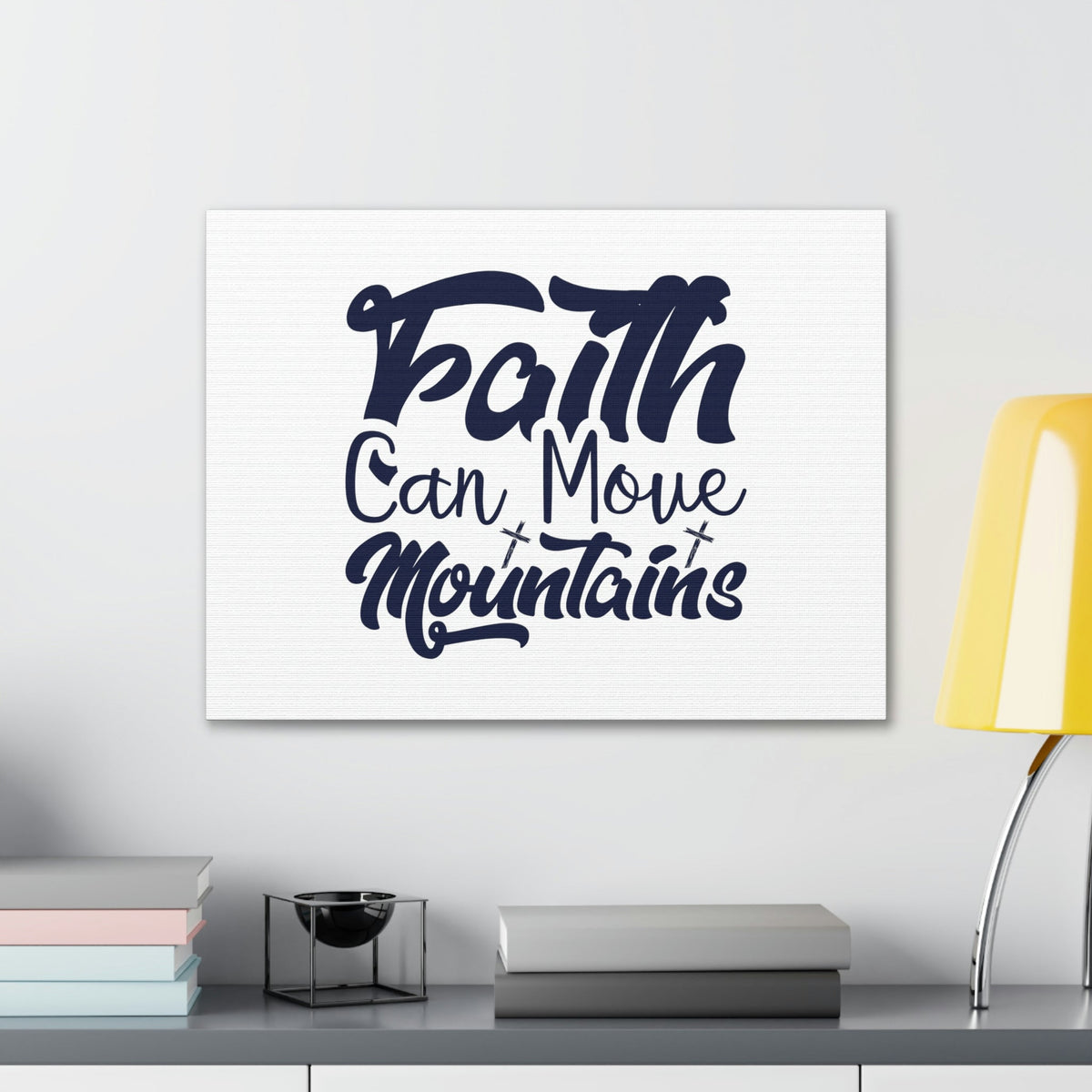Scripture Walls Faith Can Move Mountains Matthew 21:21 Blue Letters Christian Wall Art Bible Verse Print Ready to Hang Unframed-Express Your Love Gifts