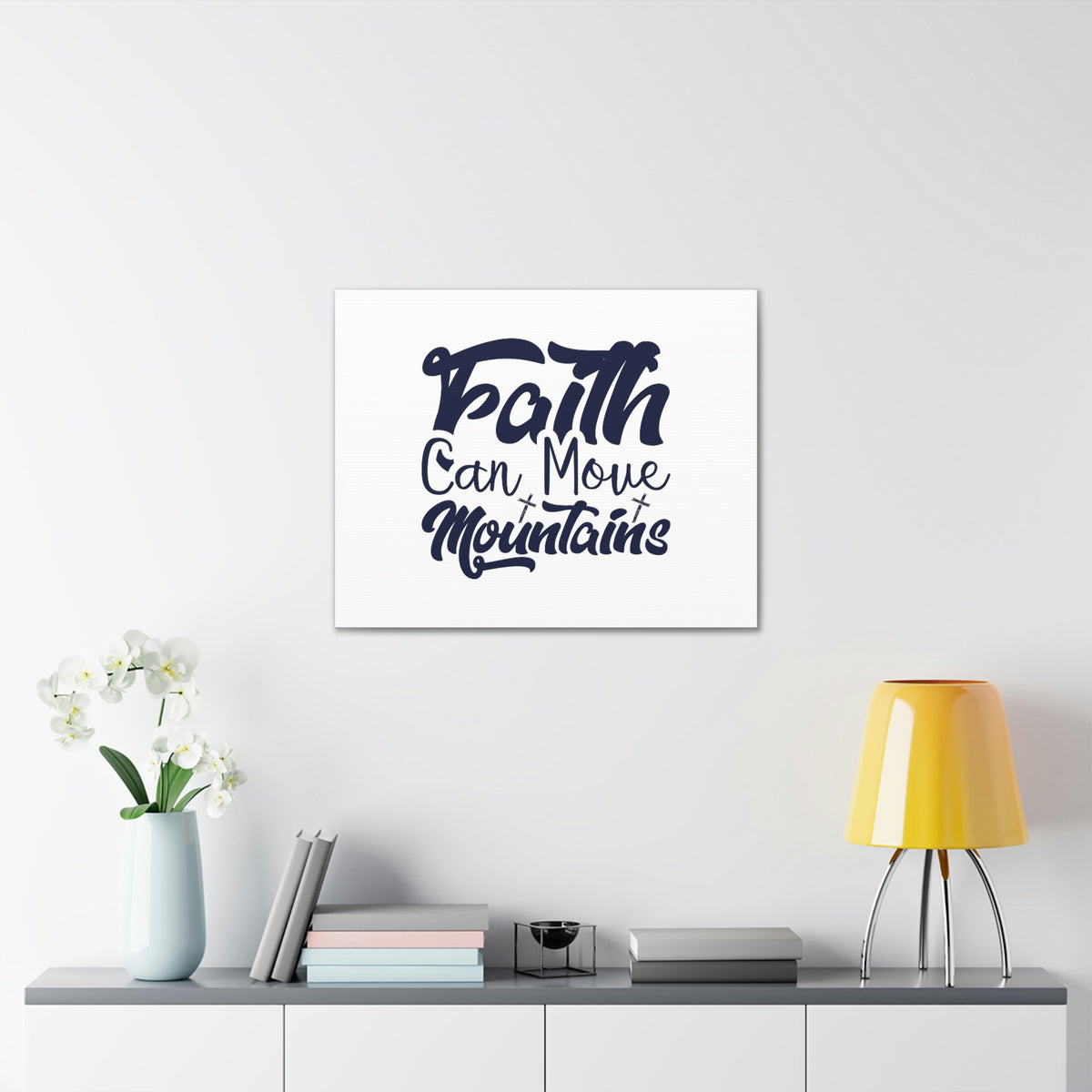 Scripture Walls Faith Can Move Mountains Matthew 21:21 Blue Letters Christian Wall Art Bible Verse Print Ready to Hang Unframed-Express Your Love Gifts