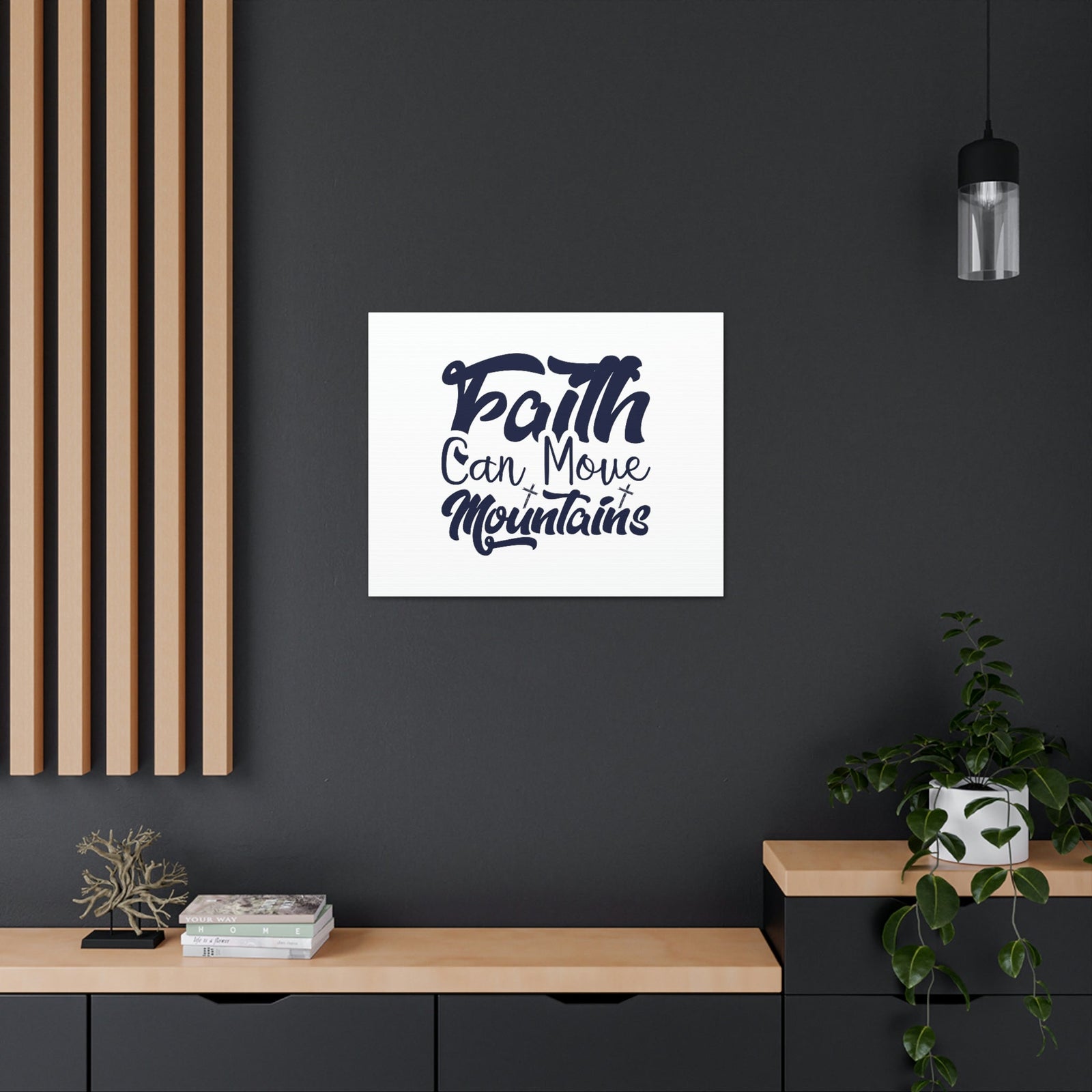Scripture Walls Faith Can Move Mountains Matthew 21:21 Blue Letters Christian Wall Art Bible Verse Print Ready to Hang Unframed-Express Your Love Gifts