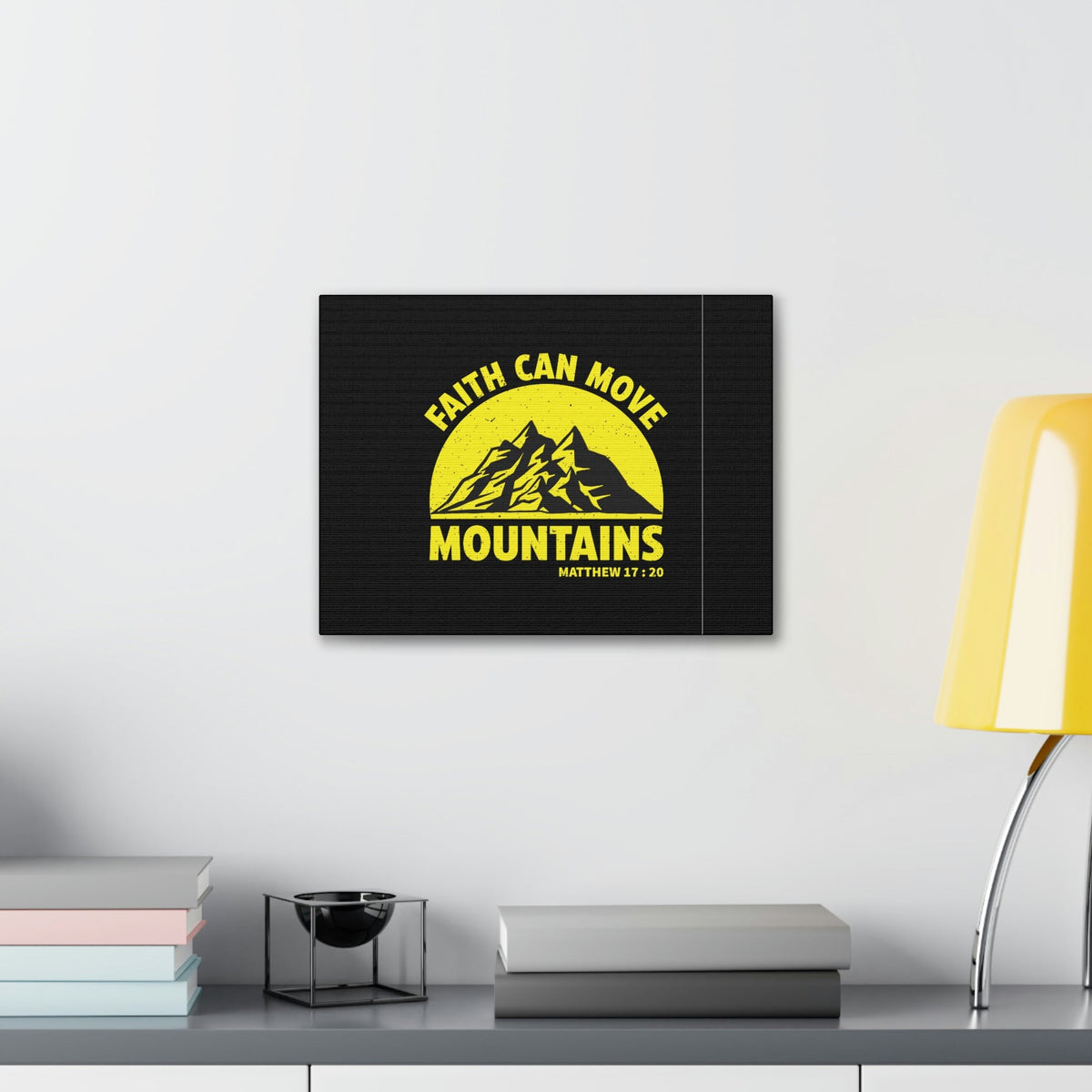 Scripture Walls Faith Can Move Mountains Matthew 21:21 Yellow Christian Wall Art Bible Verse Print Ready to Hang Unframed-Express Your Love Gifts