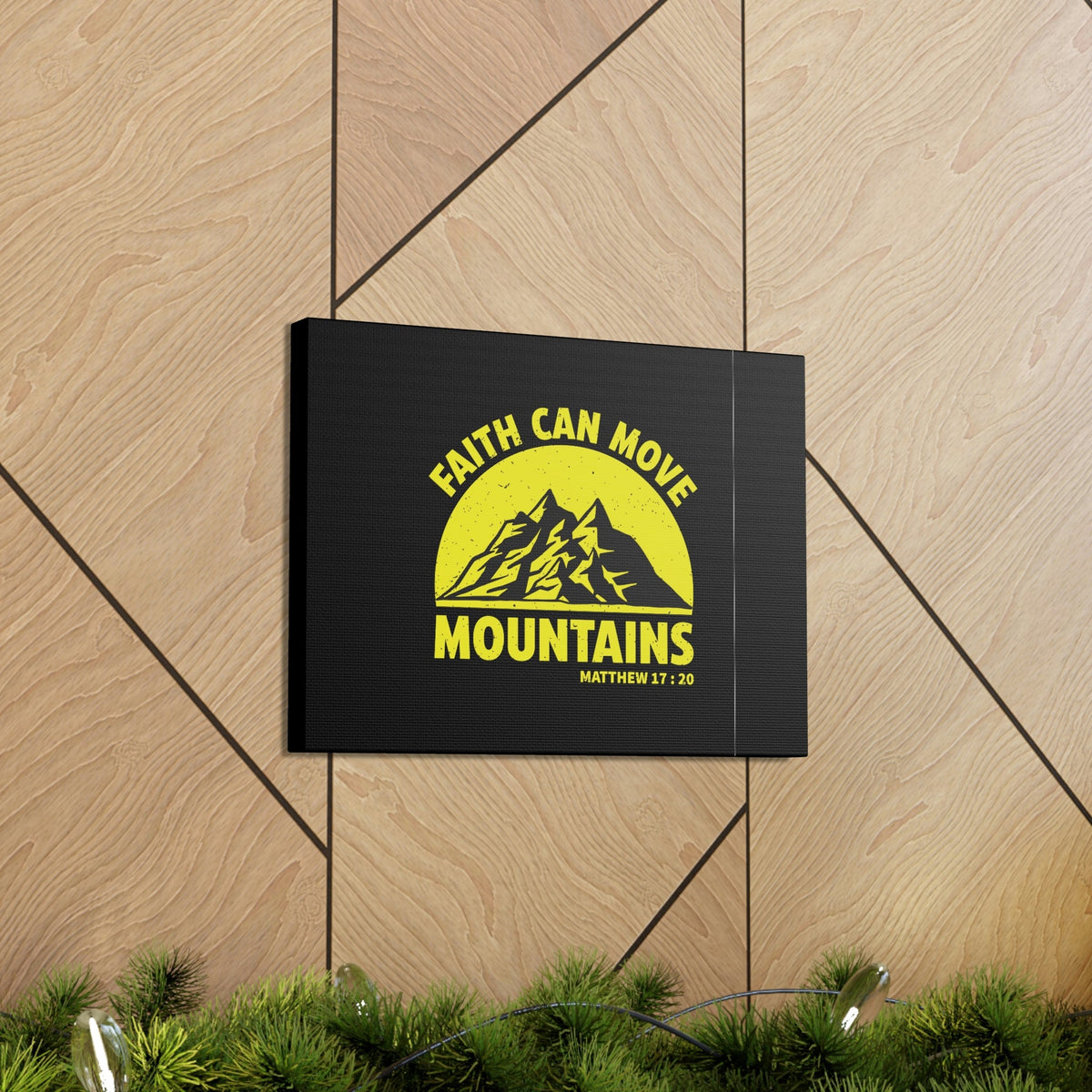 Scripture Walls Faith Can Move Mountains Matthew 21:21 Yellow Christian Wall Art Bible Verse Print Ready to Hang Unframed-Express Your Love Gifts