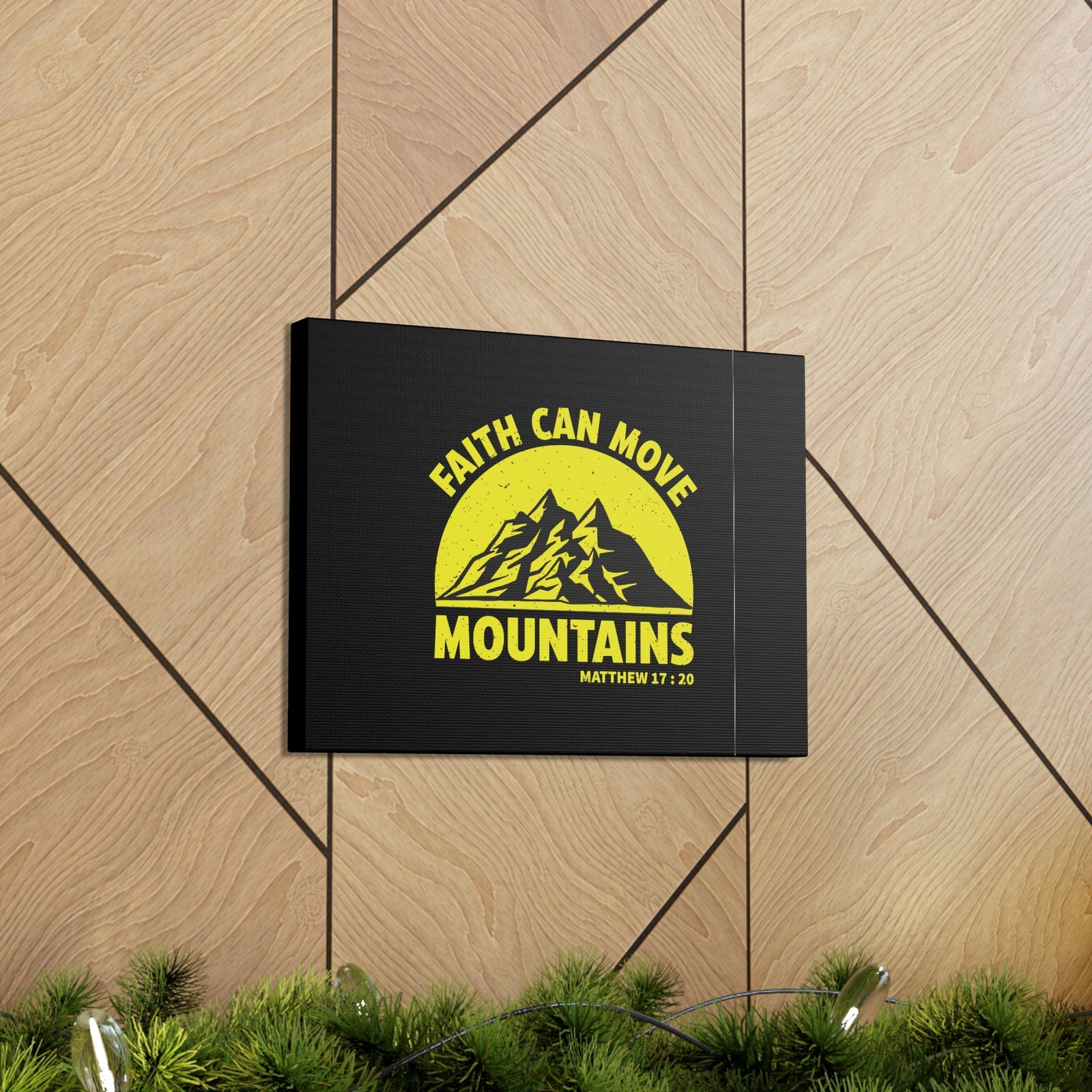 Scripture Walls Faith Can Move Mountains Matthew 21:21 Yellow Christian Wall Art Bible Verse Print Ready to Hang Unframed-Express Your Love Gifts