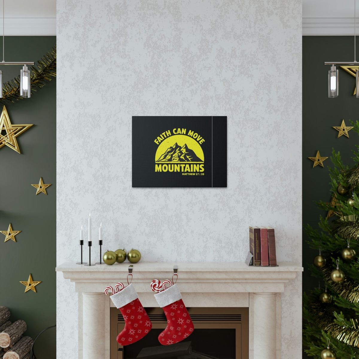 Scripture Walls Faith Can Move Mountains Matthew 21:21 Yellow Christian Wall Art Bible Verse Print Ready to Hang Unframed-Express Your Love Gifts
