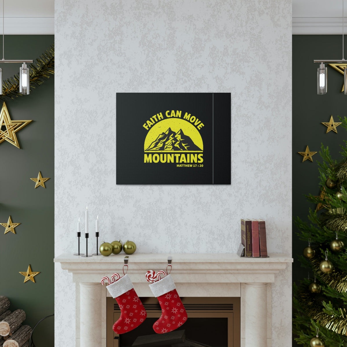 Scripture Walls Faith Can Move Mountains Matthew 21:21 Yellow Christian Wall Art Bible Verse Print Ready to Hang Unframed-Express Your Love Gifts