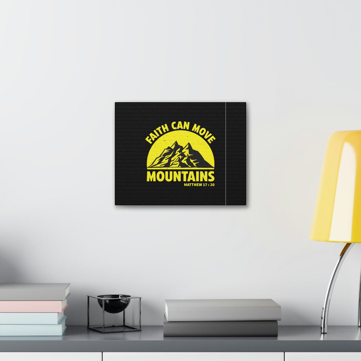 Scripture Walls Faith Can Move Mountains Matthew 21:21 Yellow Christian Wall Art Bible Verse Print Ready to Hang Unframed-Express Your Love Gifts