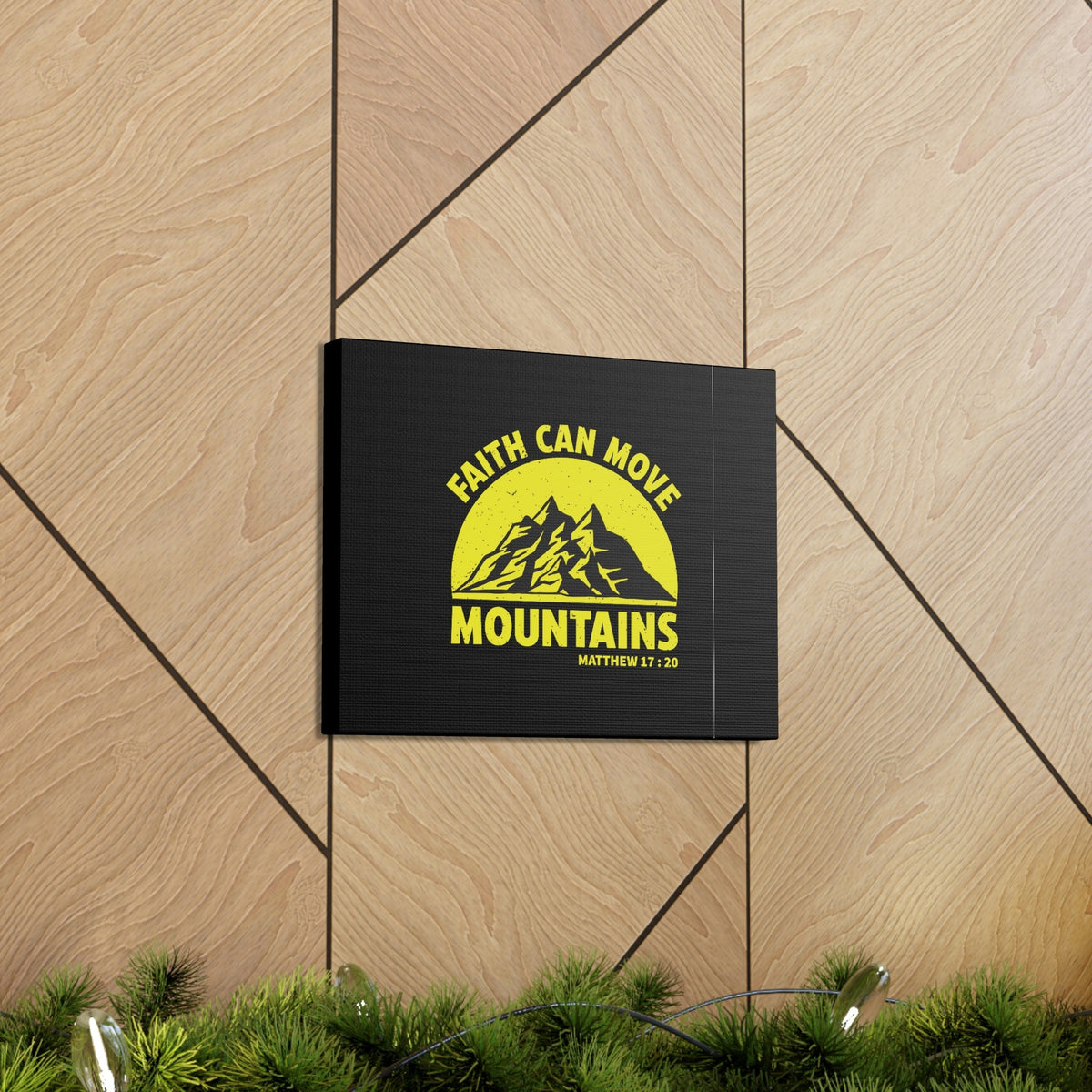 Scripture Walls Faith Can Move Mountains Matthew 21:21 Yellow Christian Wall Art Bible Verse Print Ready to Hang Unframed-Express Your Love Gifts