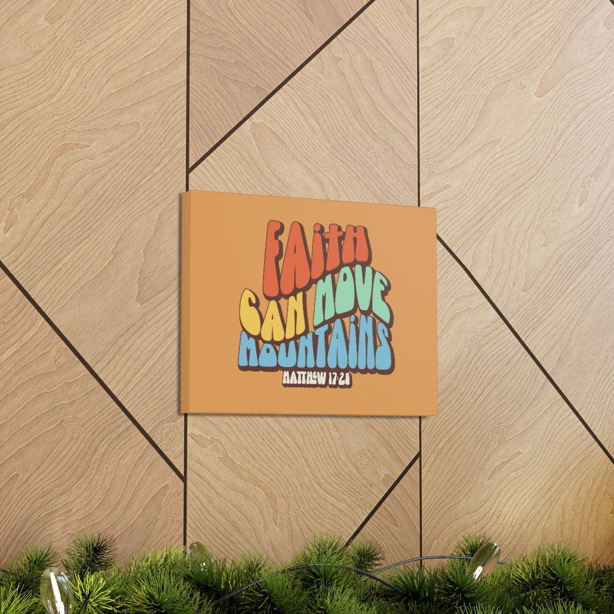 Scripture Walls Faith Can Move Mountains Orange Matthew 17:20 Bible Verse Canvas Christian Wall Art Ready to Hang Unframed-Express Your Love Gifts