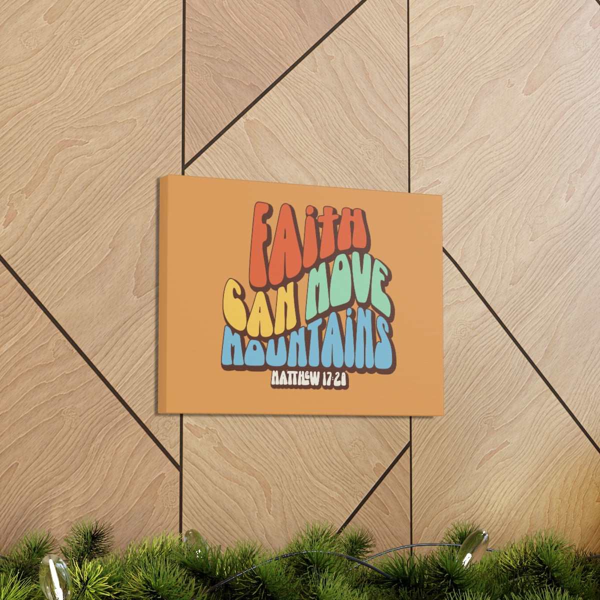 Scripture Walls Faith Can Move Mountains Orange Matthew 17:20 Bible Verse Canvas Christian Wall Art Ready to Hang Unframed-Express Your Love Gifts
