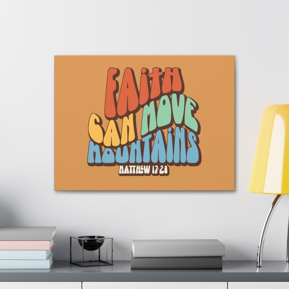 Scripture Walls Faith Can Move Mountains Orange Matthew 17:20 Bible Verse Canvas Christian Wall Art Ready to Hang Unframed-Express Your Love Gifts