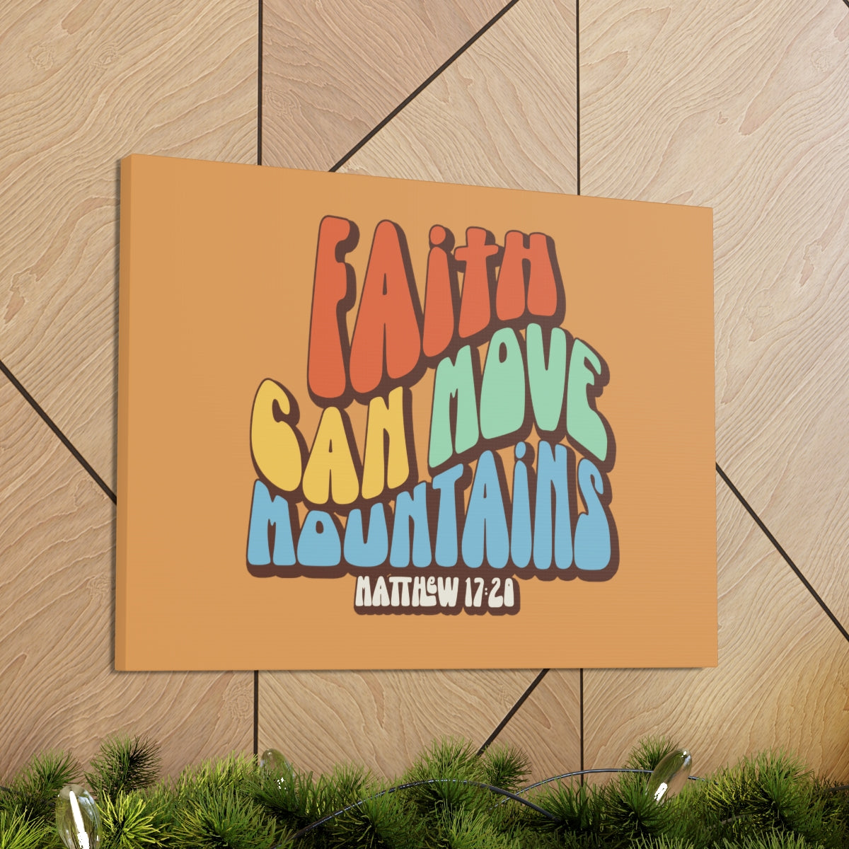 Scripture Walls Faith Can Move Mountains Orange Matthew 17:20 Bible Verse Canvas Christian Wall Art Ready to Hang Unframed-Express Your Love Gifts