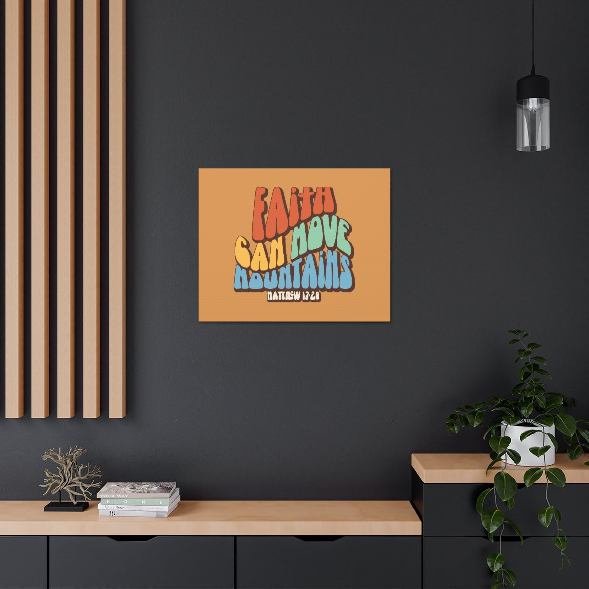 Scripture Walls Faith Can Move Mountains Orange Matthew 17:20 Bible Verse Canvas Christian Wall Art Ready to Hang Unframed-Express Your Love Gifts