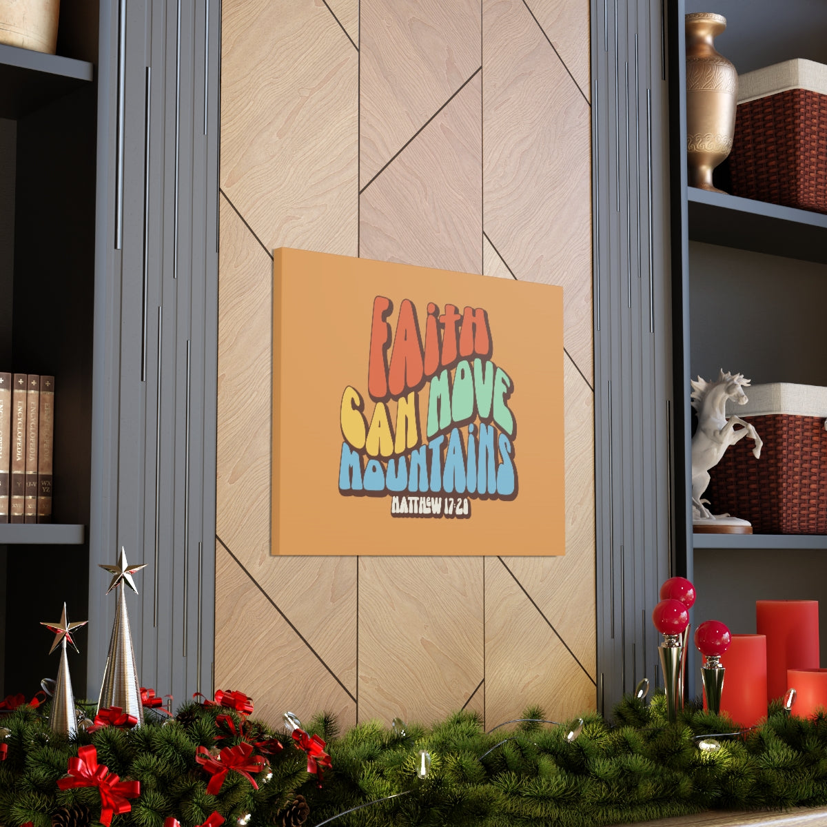 Scripture Walls Faith Can Move Mountains Orange Matthew 17:20 Bible Verse Canvas Christian Wall Art Ready to Hang Unframed-Express Your Love Gifts