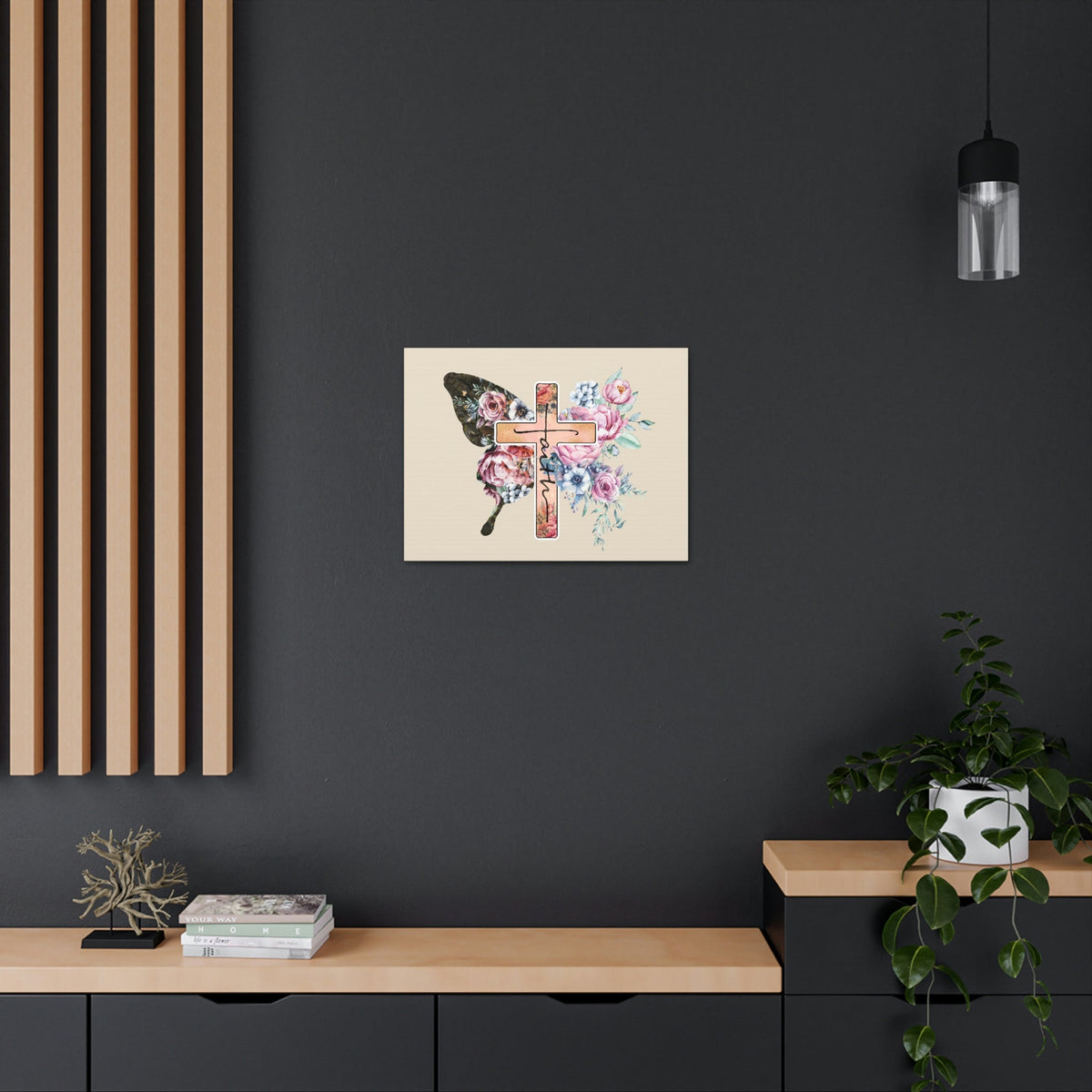 Scripture Walls Faith Cross Pastel Flower 2 Corinthians 5:7 Bible Verse Canvas Christian Wall Art Ready to Hang Unframed-Express Your Love Gifts