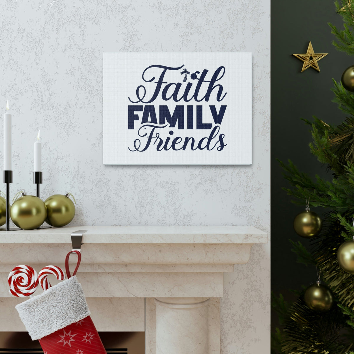 Scripture Walls Faith, Family, Friends Proverbs 27:17 Blue Christian Wall Art Bible Verse Print Ready to Hang Unframed-Express Your Love Gifts