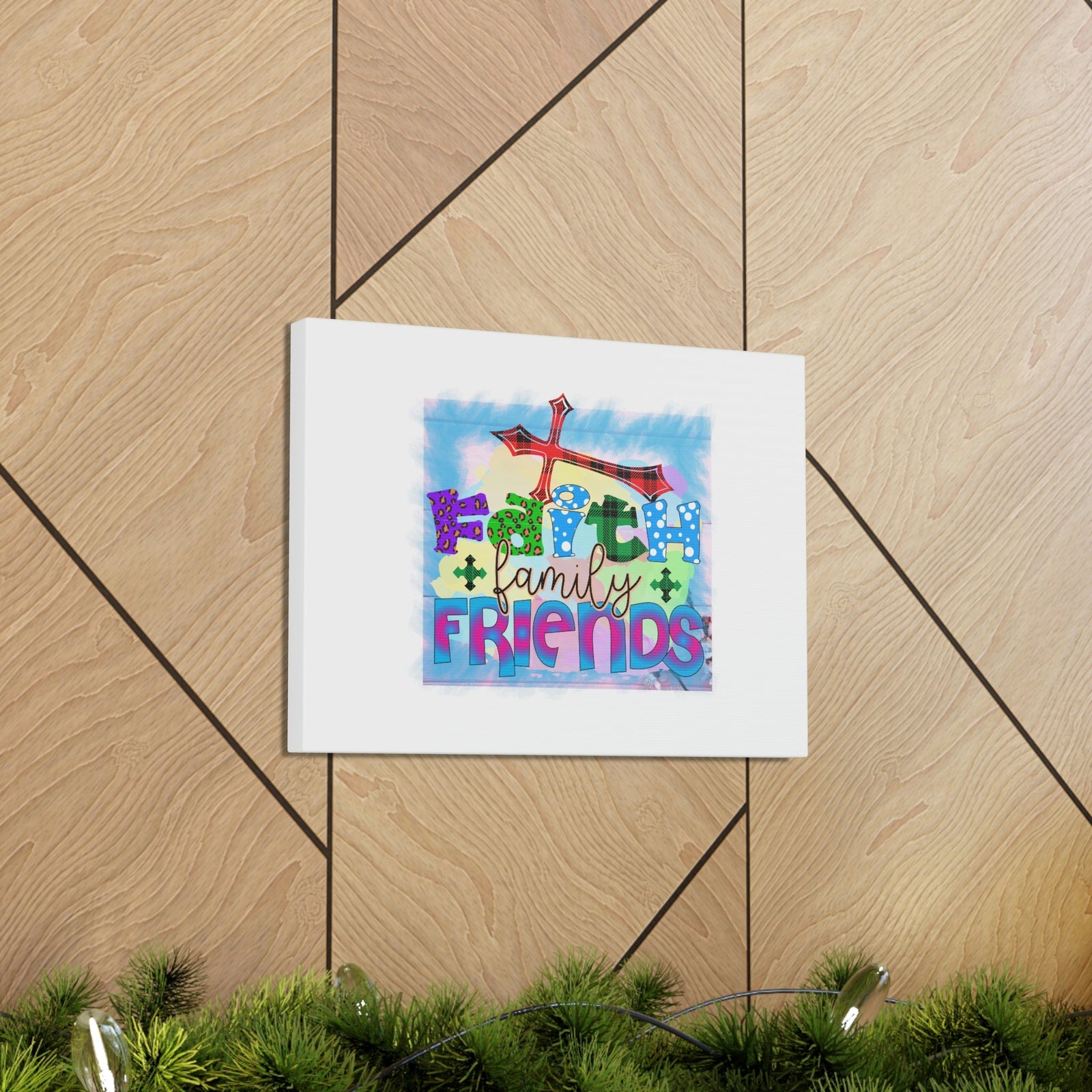 Scripture Walls Faith, Family, Friends Proverbs 27:17 Red Cross Christian Wall Art Bible Verse Print Ready to Hang Unframed-Express Your Love Gifts