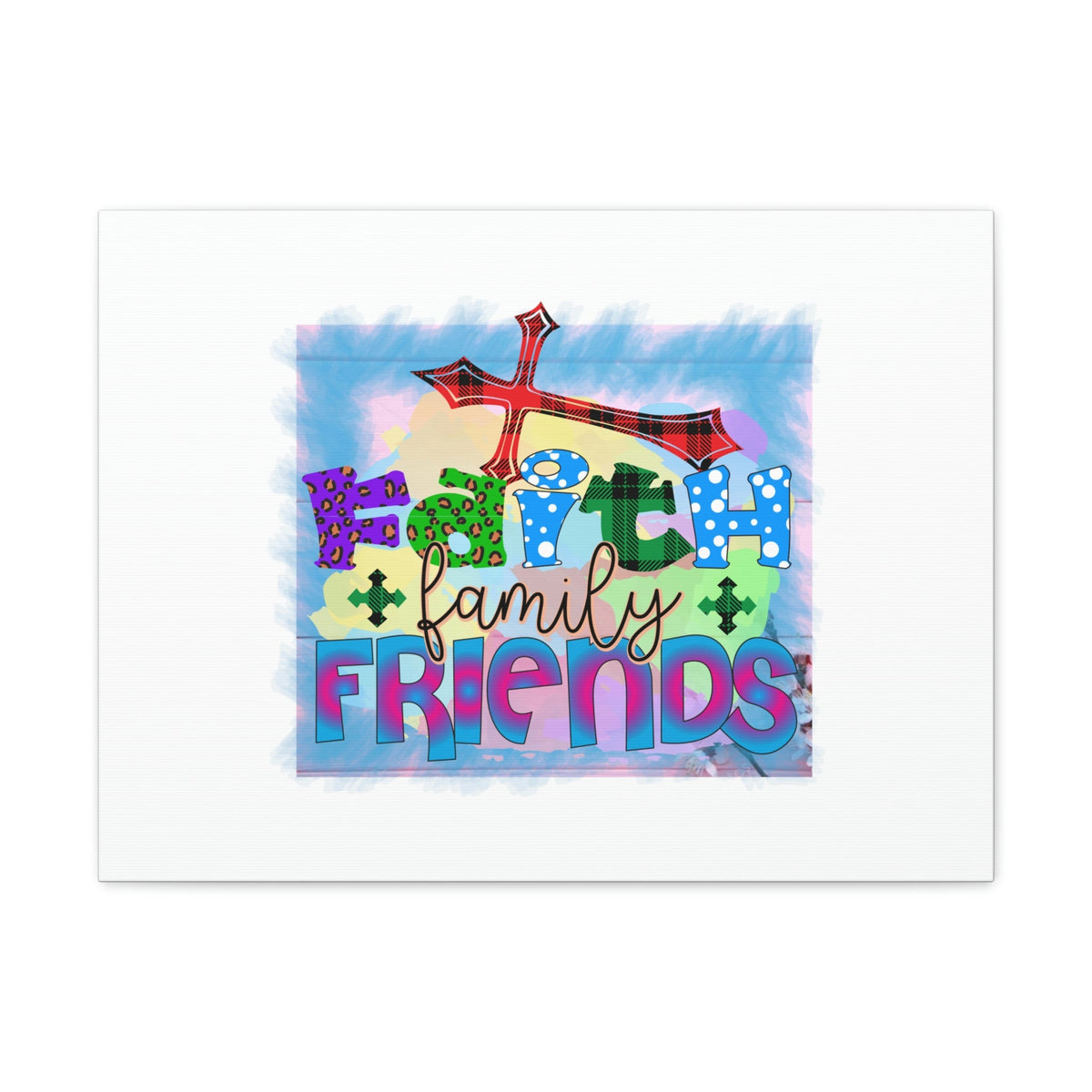 Scripture Walls Faith, Family, Friends Proverbs 27:17 Red Cross Christian Wall Art Bible Verse Print Ready to Hang Unframed-Express Your Love Gifts