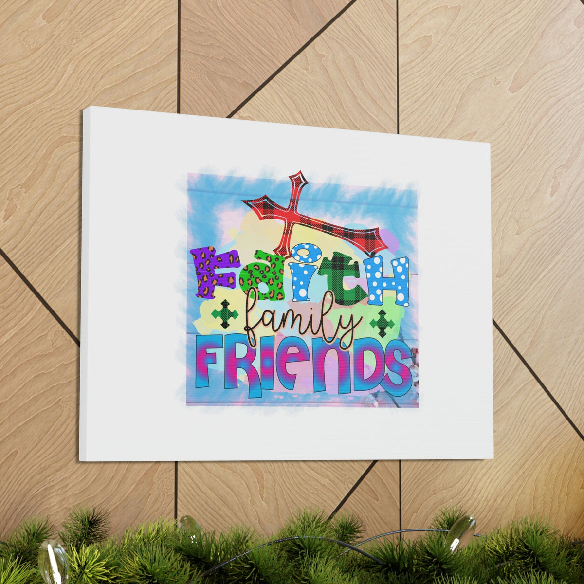 Scripture Walls Faith, Family, Friends Proverbs 27:17 Red Cross Christian Wall Art Bible Verse Print Ready to Hang Unframed-Express Your Love Gifts