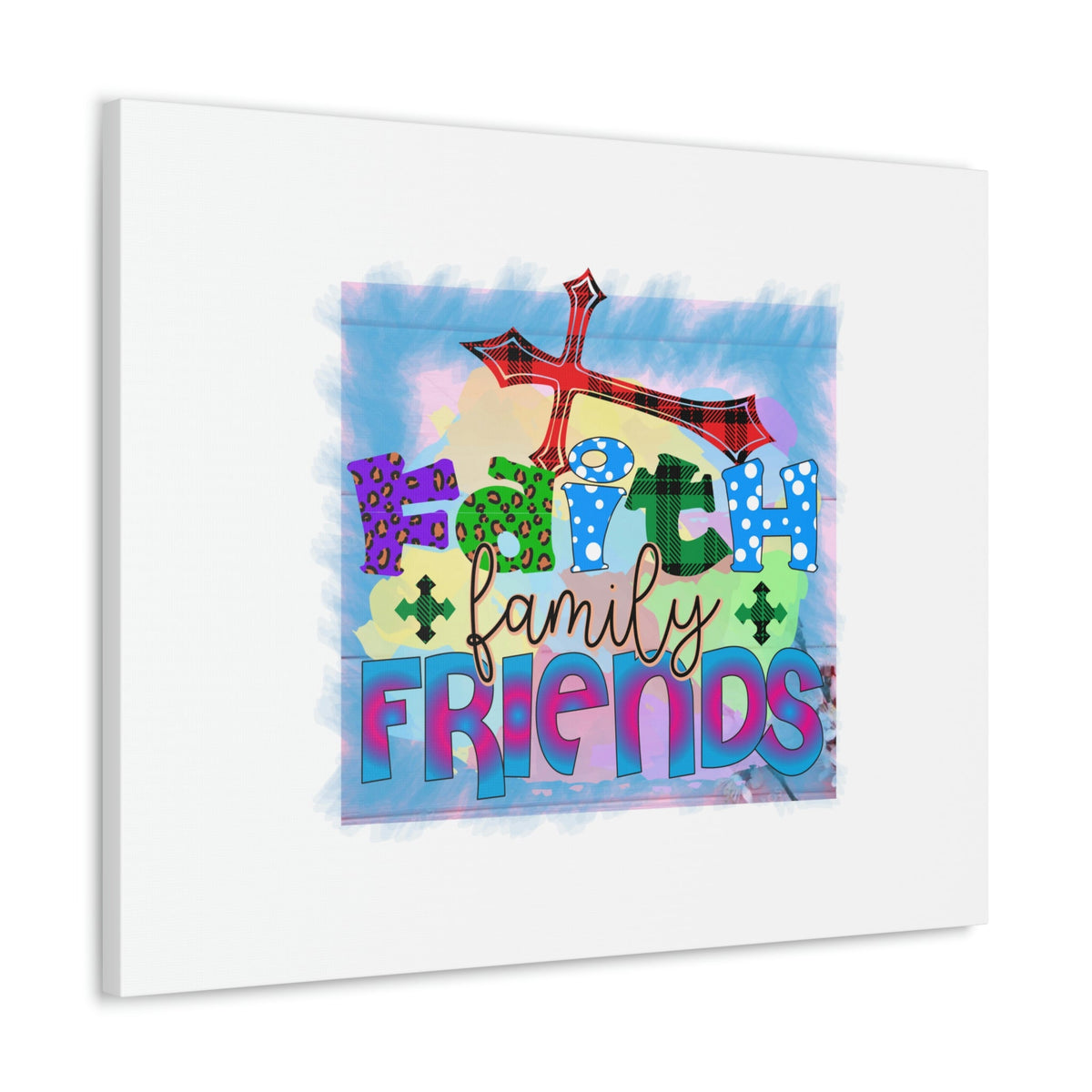Scripture Walls Faith, Family, Friends Proverbs 27:17 Red Cross Christian Wall Art Bible Verse Print Ready to Hang Unframed-Express Your Love Gifts