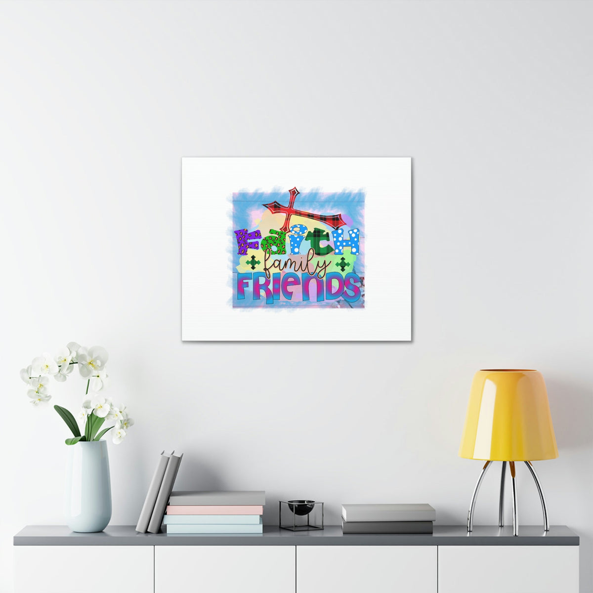 Scripture Walls Faith, Family, Friends Proverbs 27:17 Red Cross Christian Wall Art Bible Verse Print Ready to Hang Unframed-Express Your Love Gifts