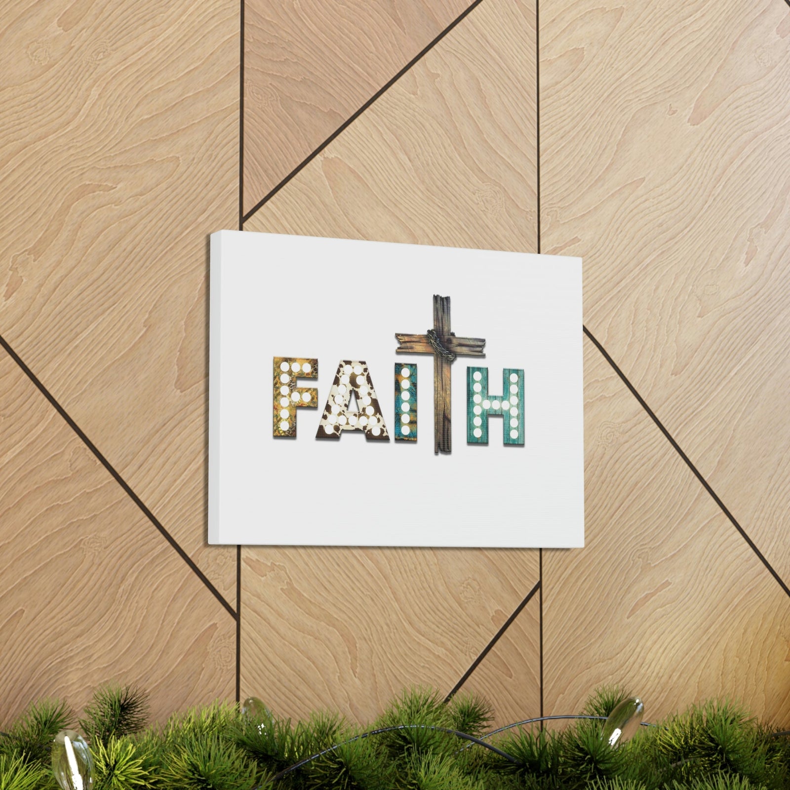 Scripture Walls Faith Hebrews 11:1 Cross Lights Christian Wall Art Bible Verse Print Ready to Hang Unframed-Express Your Love Gifts