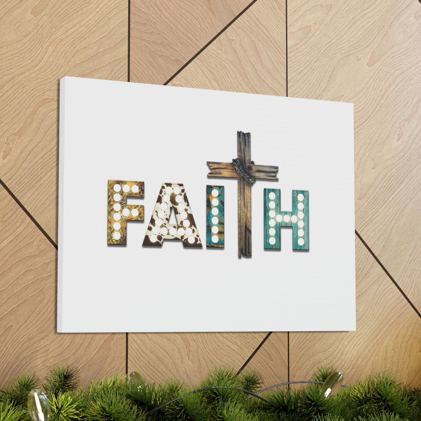 Scripture Walls Faith Hebrews 11:1 Cross Lights Christian Wall Art Bible Verse Print Ready to Hang Unframed-Express Your Love Gifts